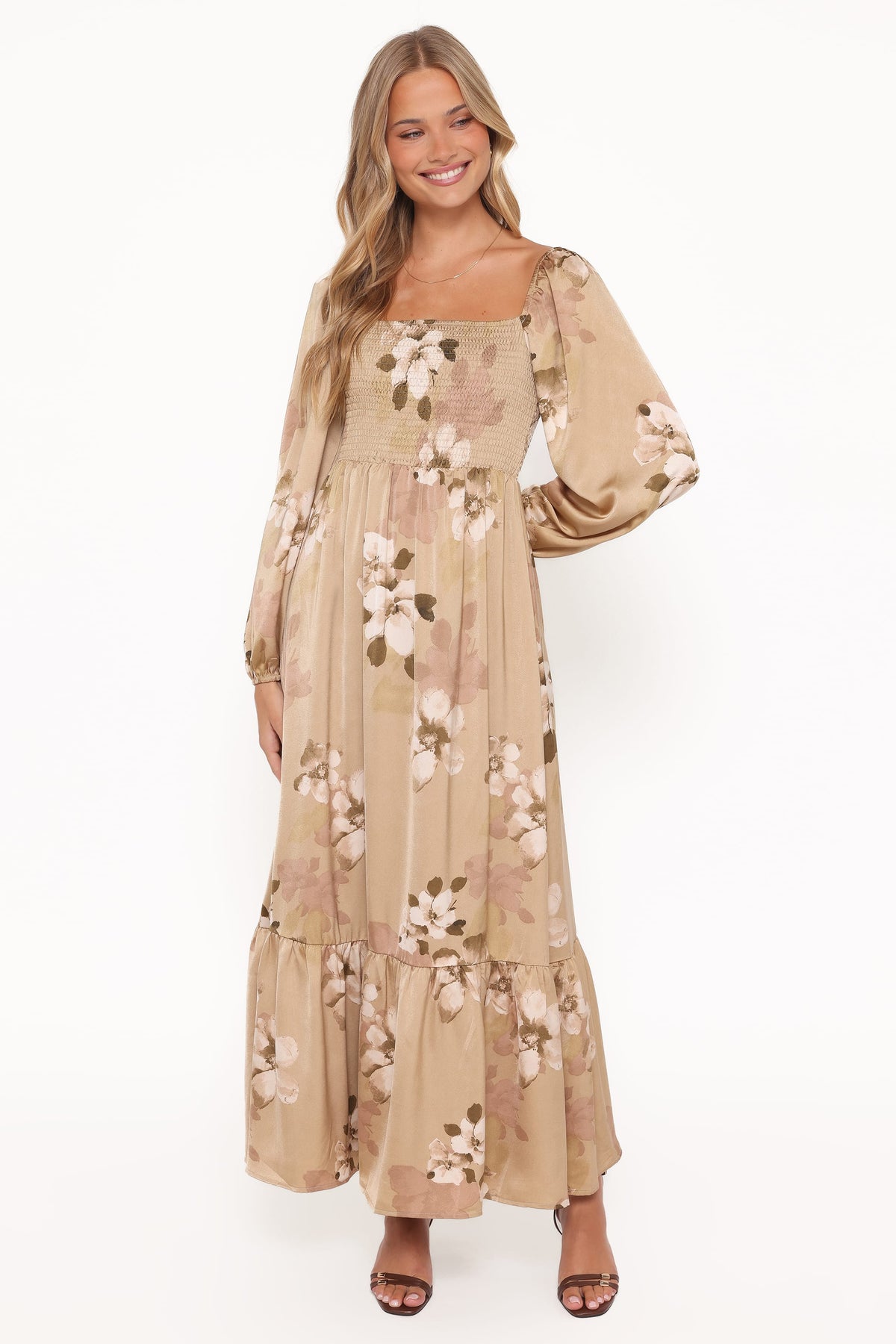 Kindra Long Sleeve Maxi Dress in Brown Floral – view 5 of 6