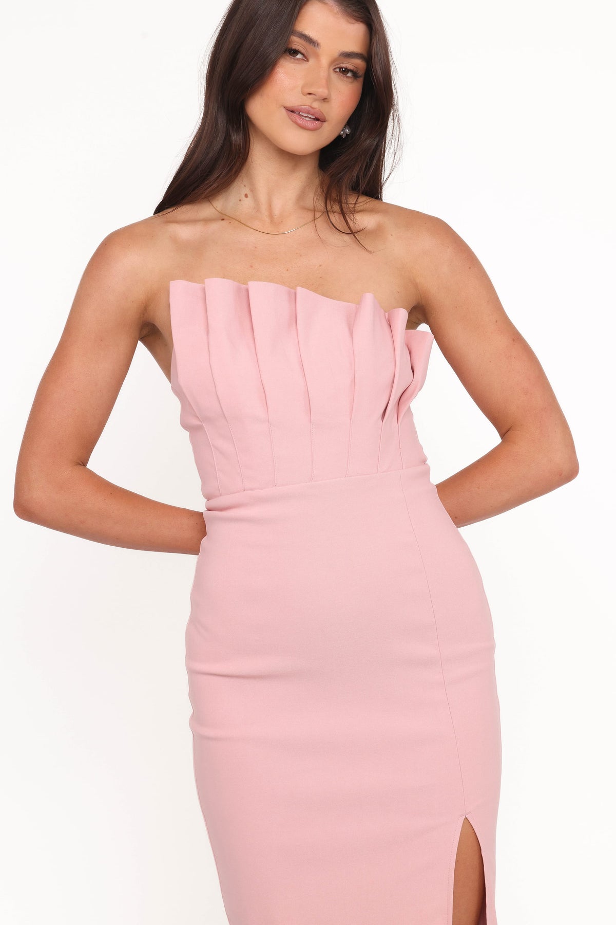 Kinnie Midi Strapless Dress in Pink – view 5 of 6