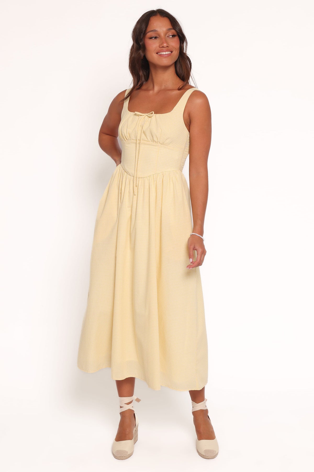 Kinslee Midi Dress in Yellow Gingham – view 2 of 7