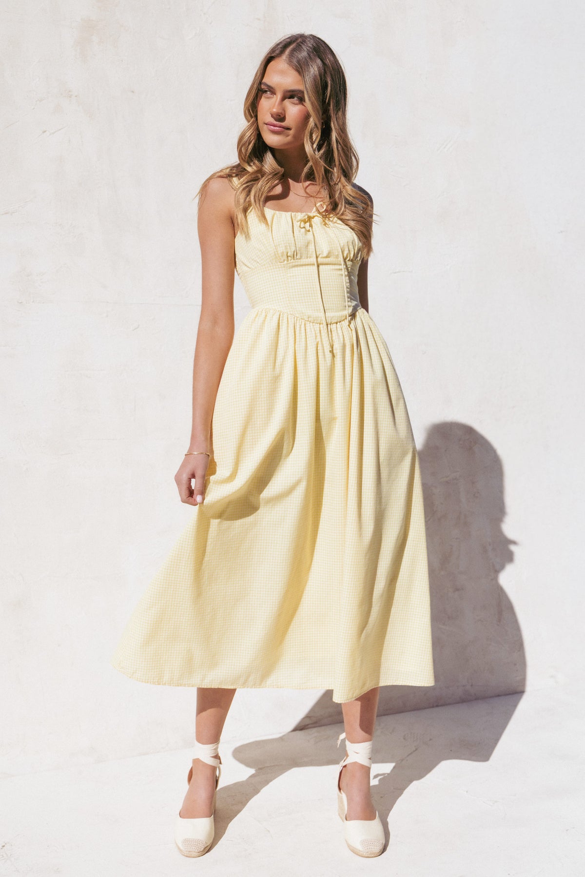 Kinslee Midi Dress in Yellow Gingham – view 1 of 7