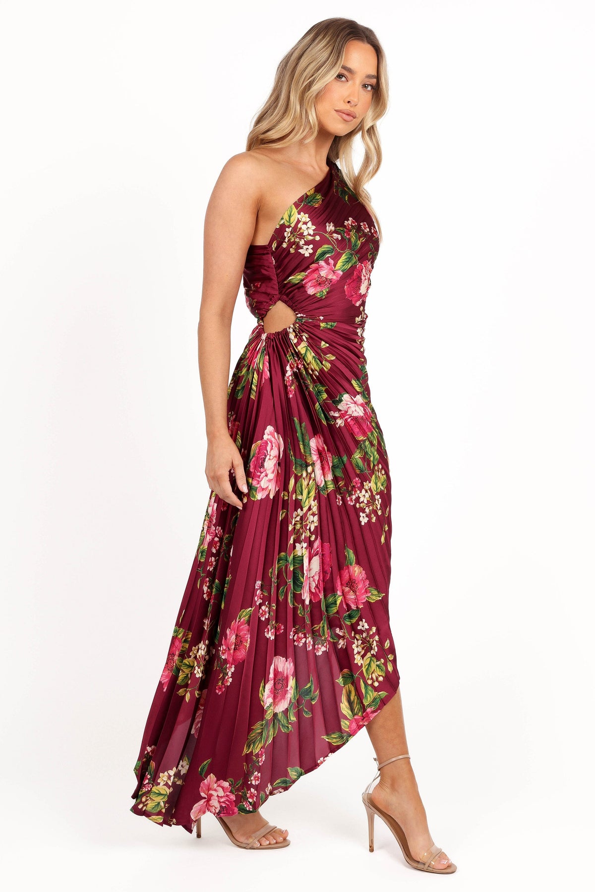 Kleo One Shoulder Maxi Dress in Burgundy Floral – view 7 of 8