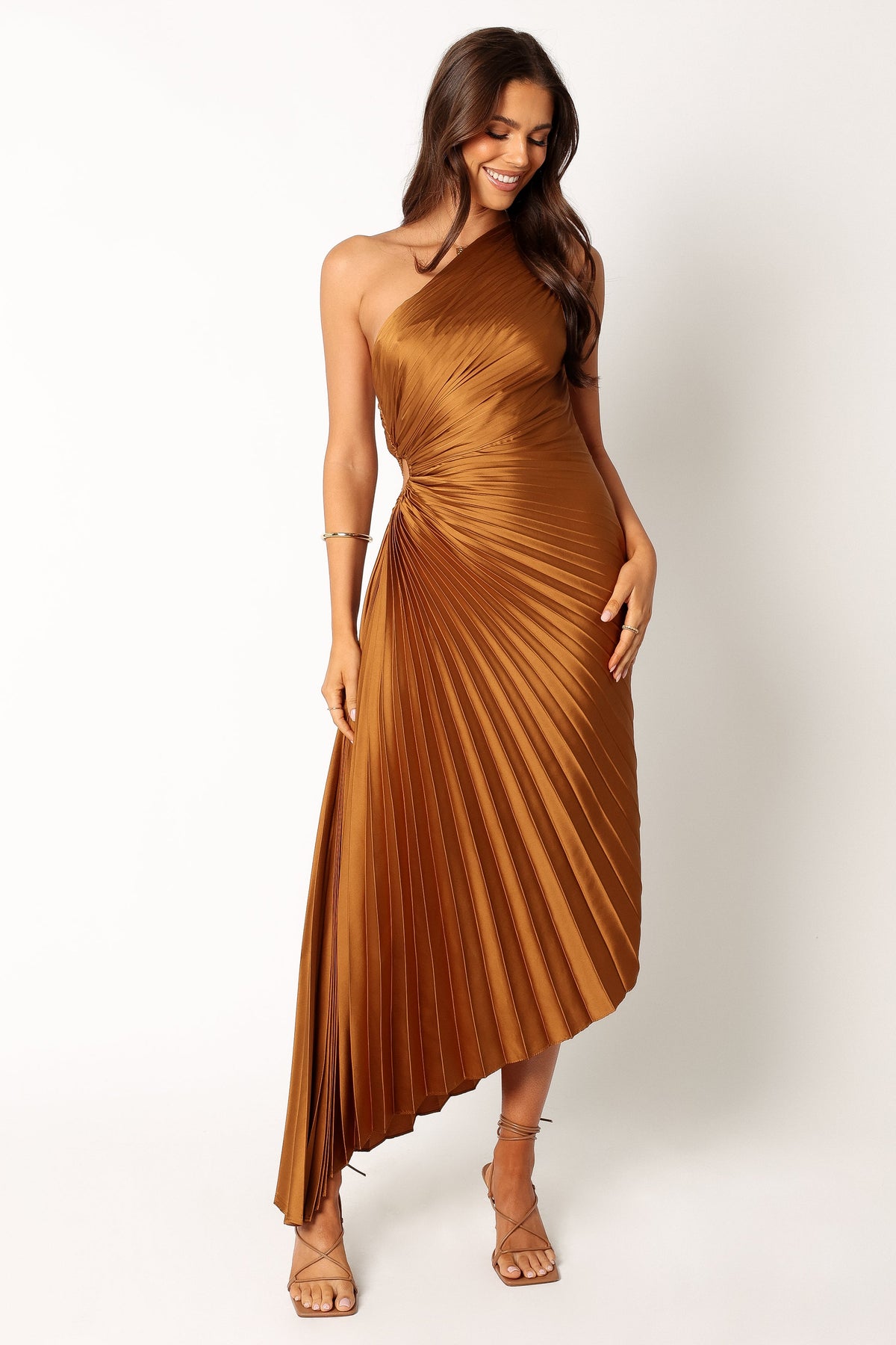 Kleo One Shoulder Maxi Dress in Golden Ochre – view 1 of 11