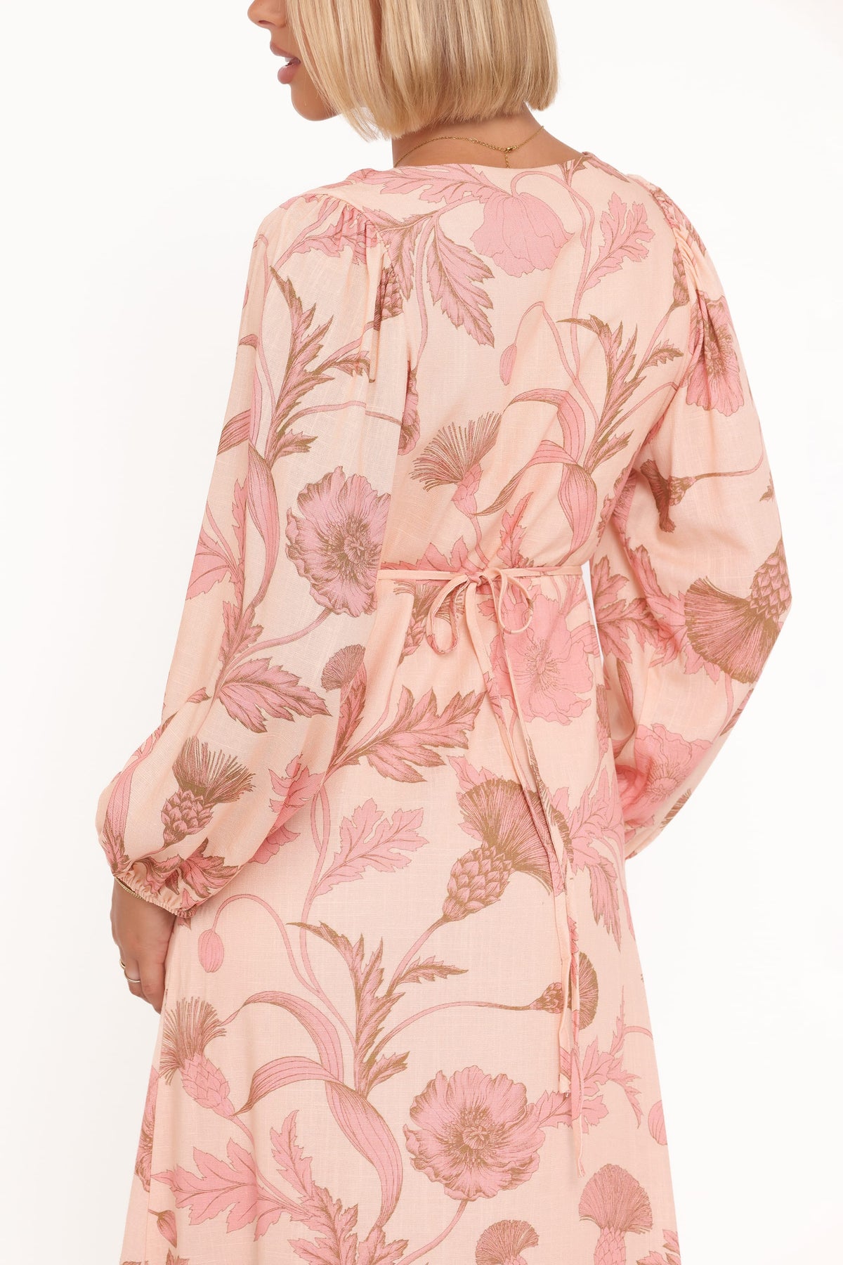 Kolby Long Sleeve Midi Dress in Pink Floral – view 3 of 8