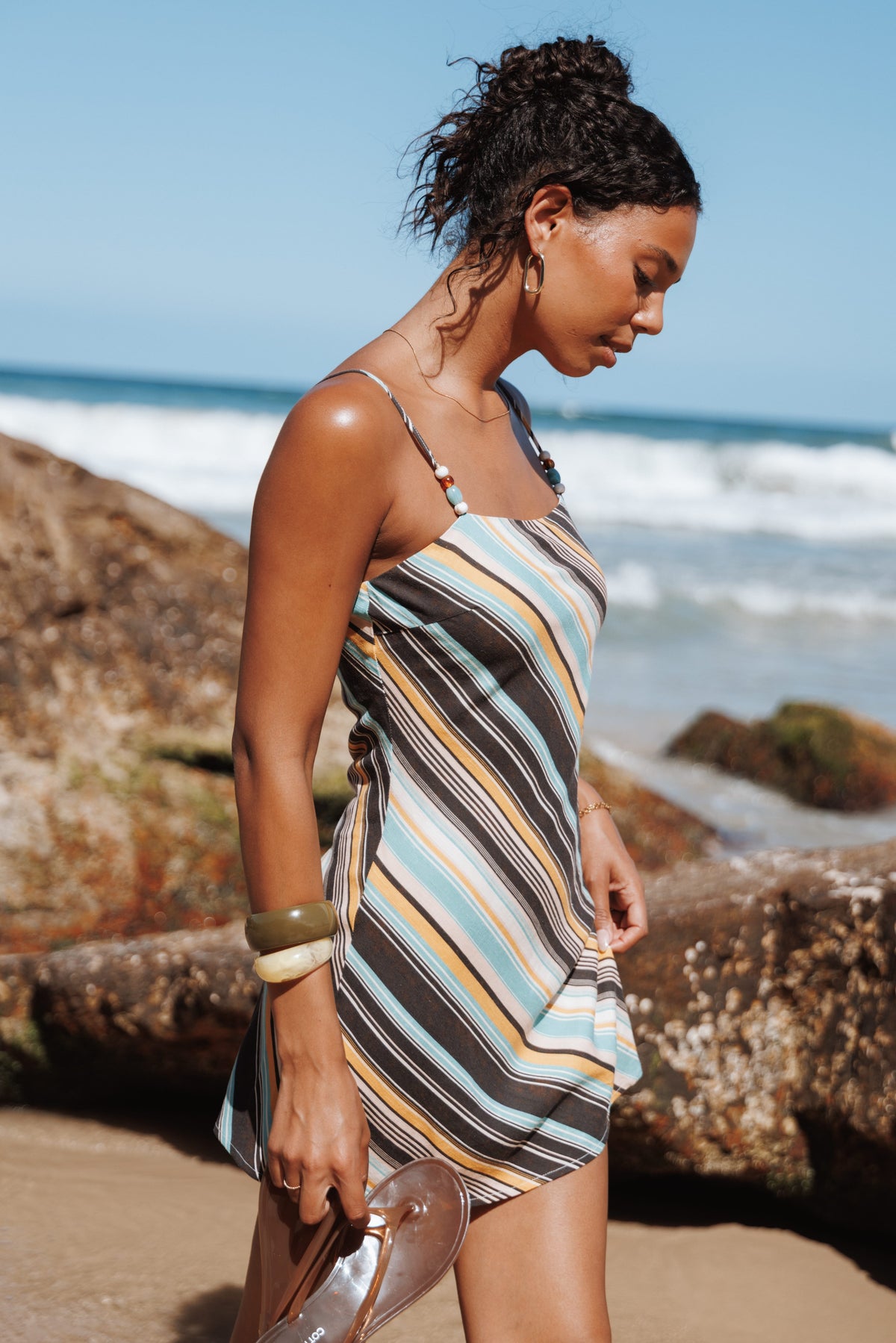 Kosta Mini Dress in Brown Retro Stripe – view 1 of 7