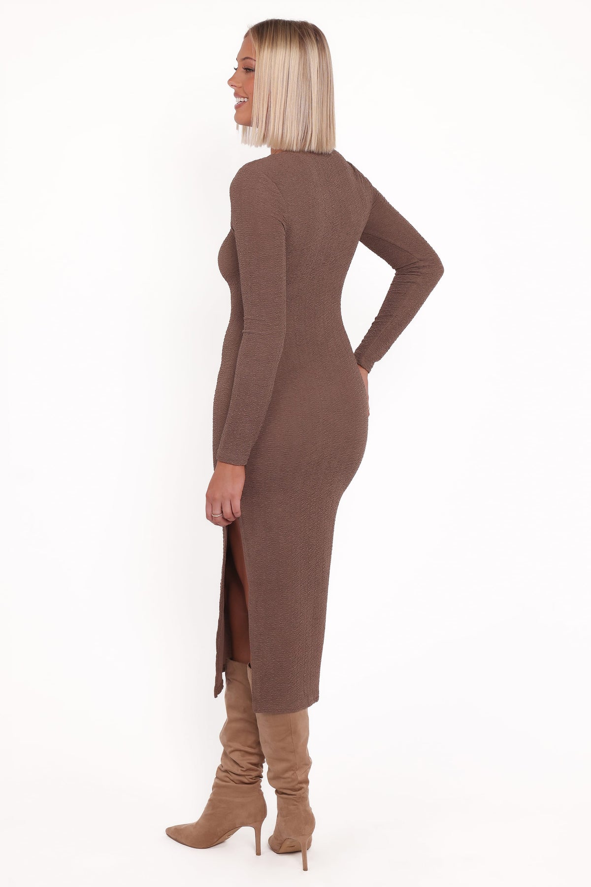 Laney Long Sleeve Midi Dress in Olive – view 4 of 5