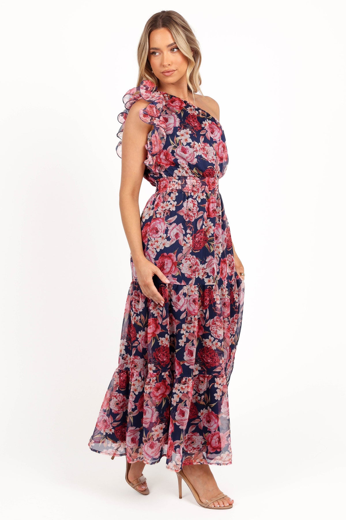 Layley One Shoulder Maxi Dress in Navy Floral – view 7 of 8