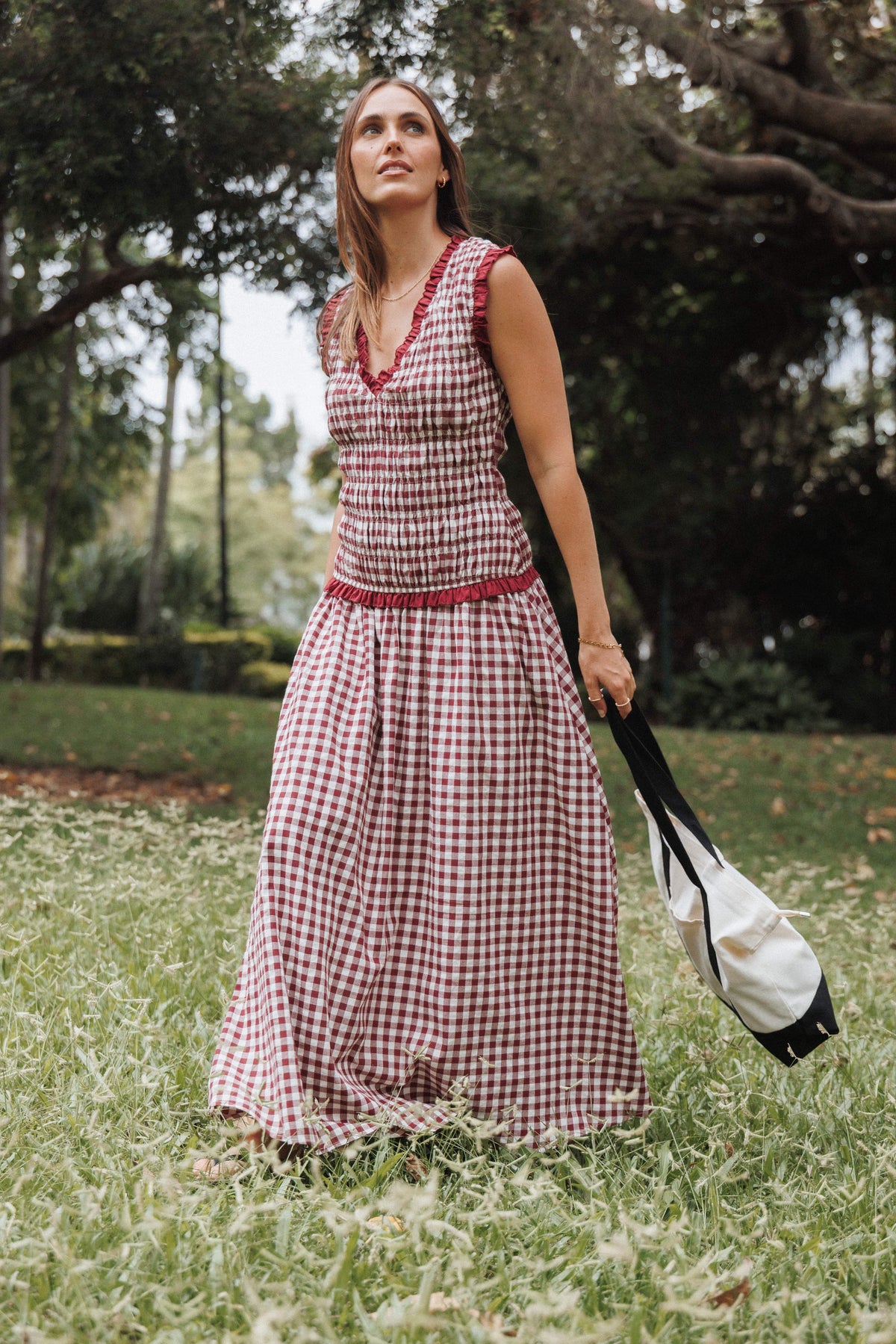 Leabrook Maxi Dress in Burgundy Gingham – view 7 of 7