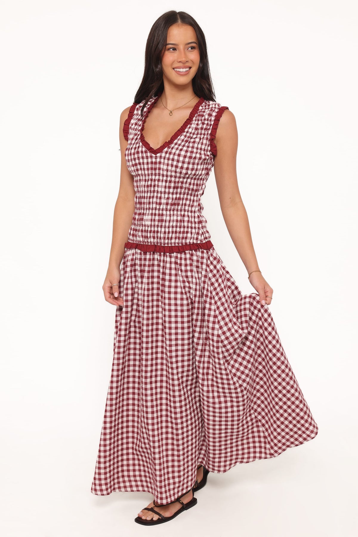 Leabrook Maxi Dress in Burgundy Gingham – view 4 of 7
