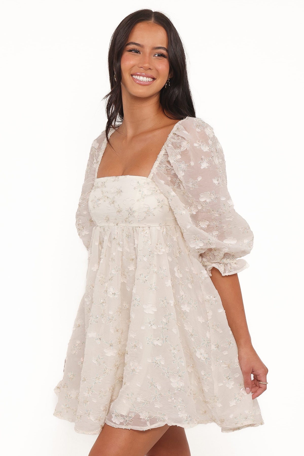 Lillan Mini Dress in Ivory Sequin – view 3 of 6