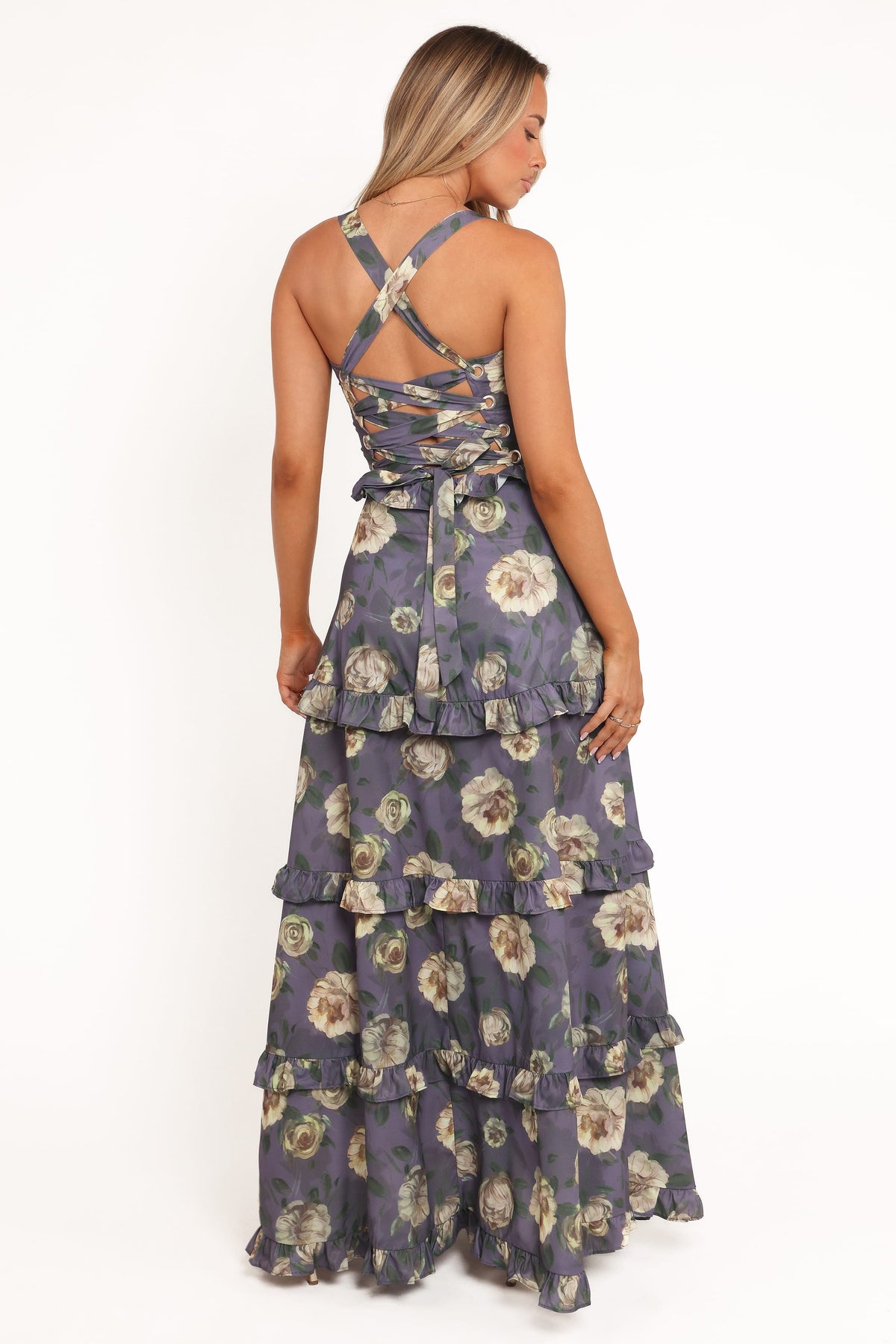 Lillee Tiered Maxi Dress in Lavender Floral – view 3 of 10