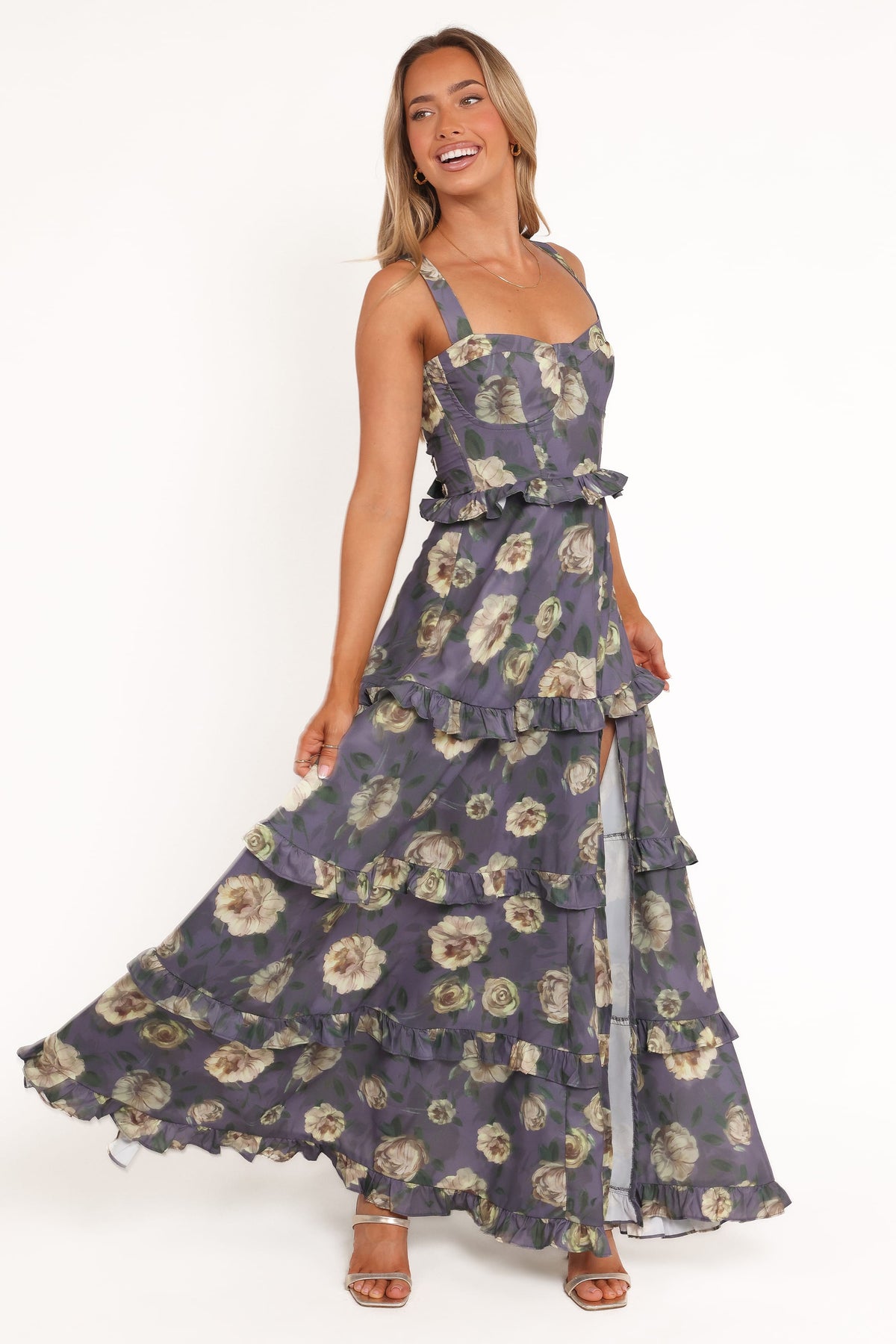 Lillee Tiered Maxi Dress in Lavender Floral – view 2 of 10