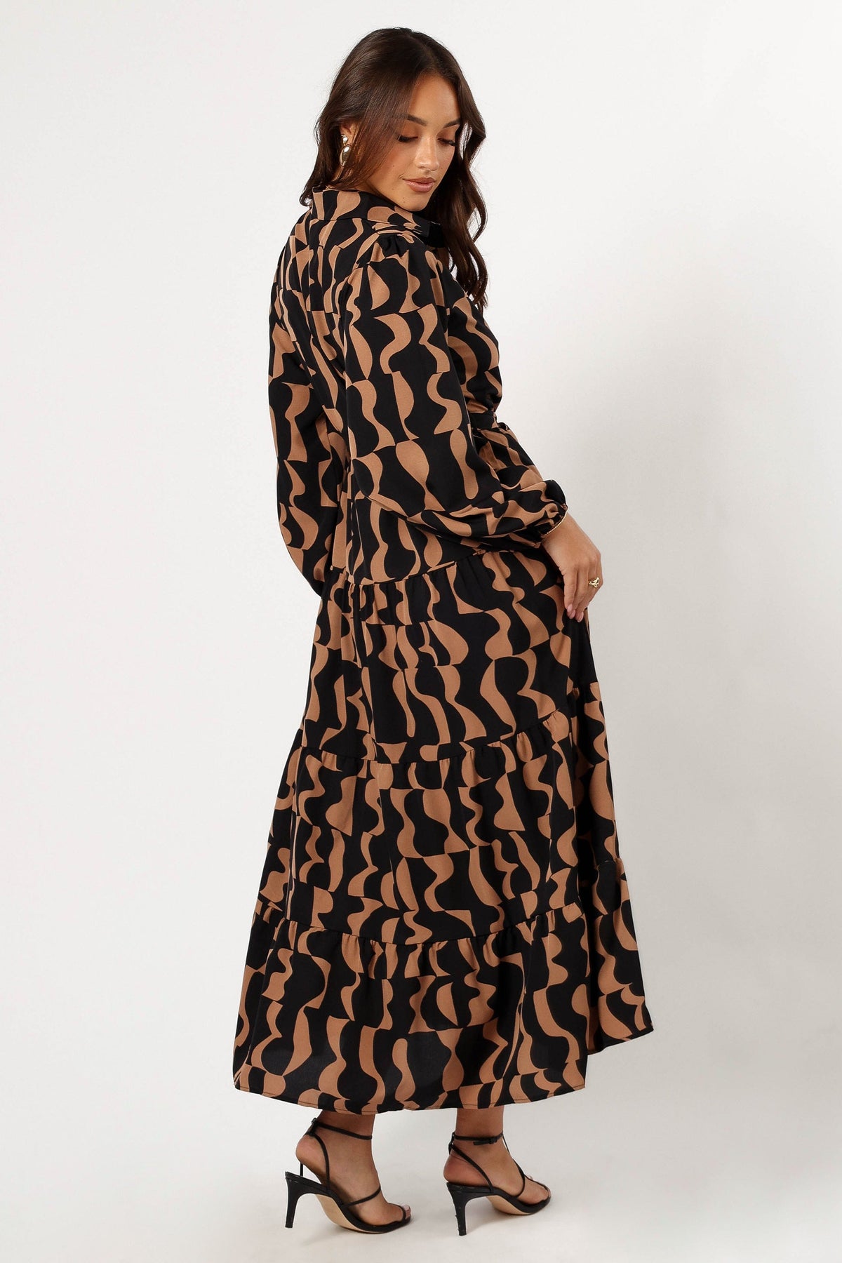 Lincoln Long Sleeve Maxi Dress in Black/Beige – view 4 of 6