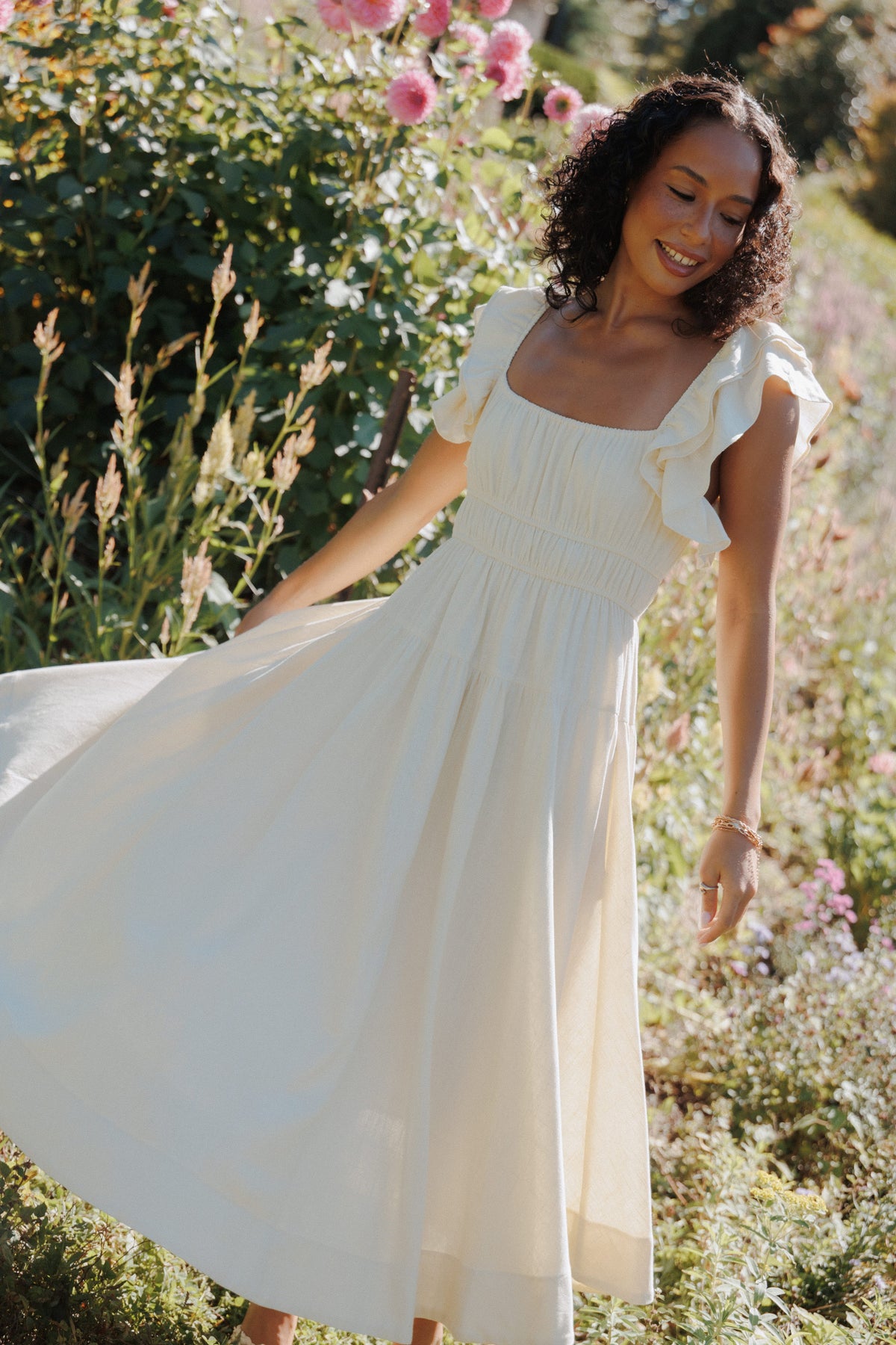Linda Midi Dress in Butter Yellow – view 1 of 8