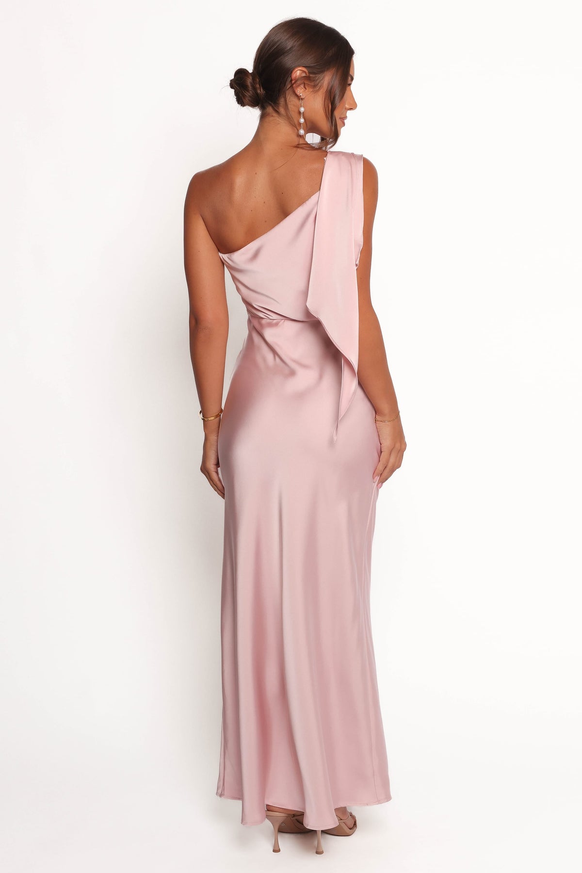 Lolana Draped One Shoulder Dress in Pale Pink – view 5 of 8