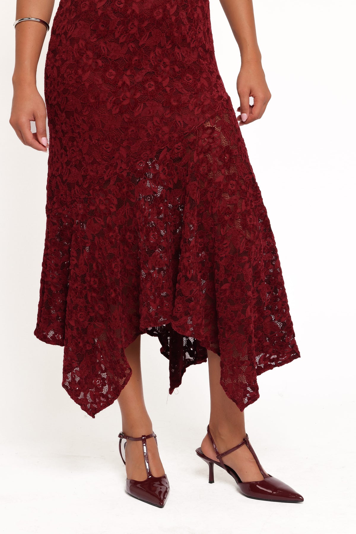 Lorde Midi Dress in Burgundy Lace – view 6 of 9