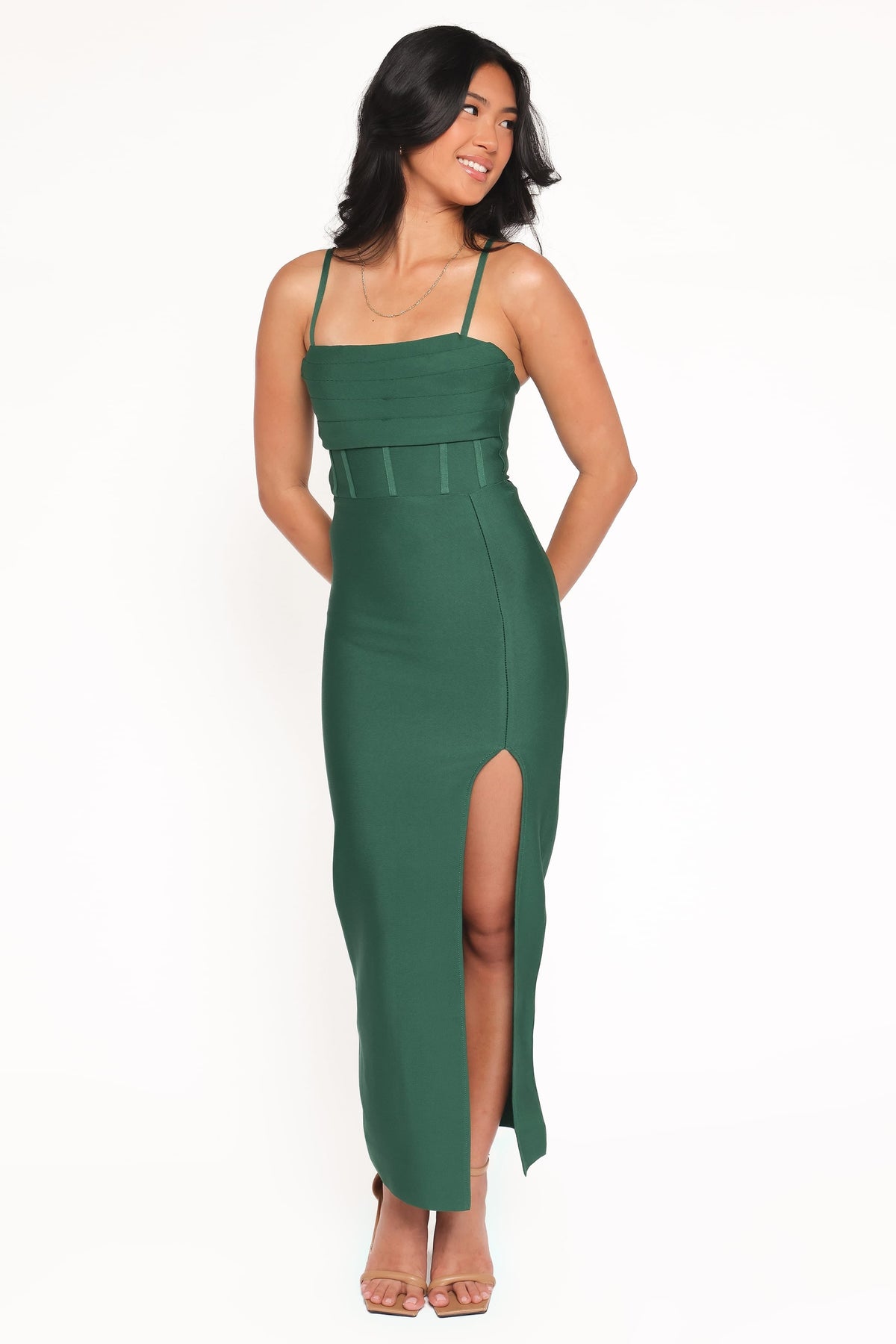 Louisa Midi Dress in Emerald Green – view 1 of 6