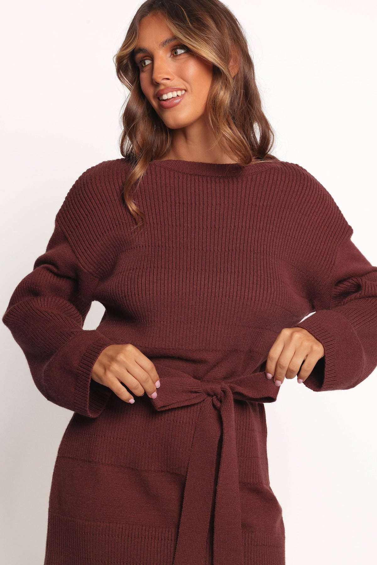 Lucca Mini Sweater Dress in Chocolate Brown – view 6 of 8