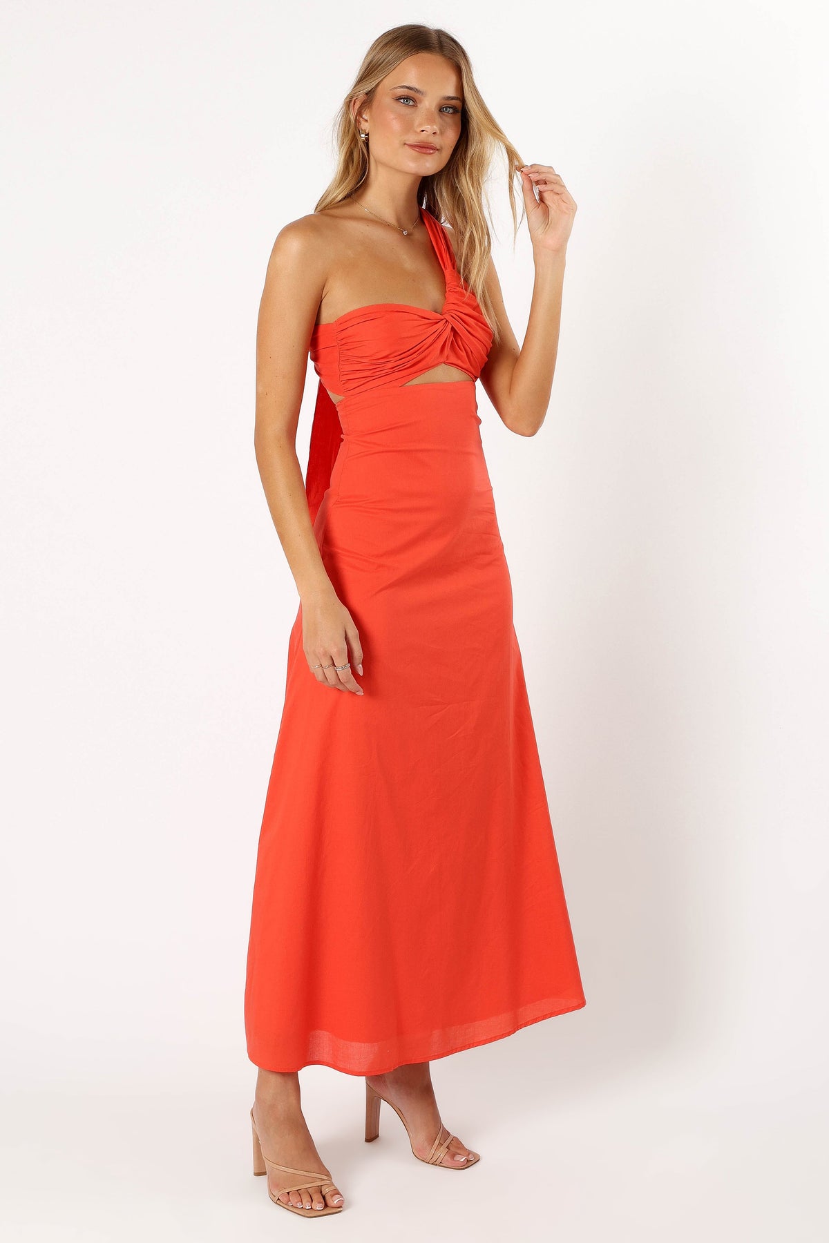 Luna One Shoulder Maxi Dress in Tangerine – view 8 of 11