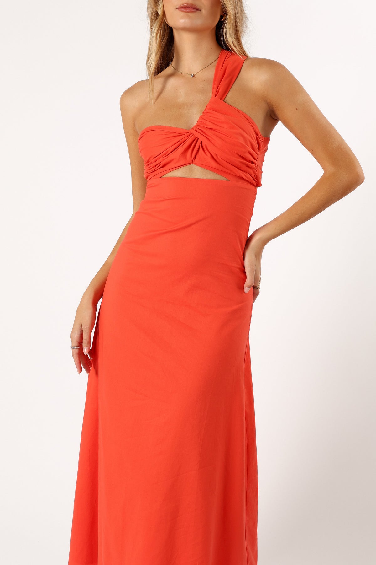Luna One Shoulder Maxi Dress in Tangerine – view 7 of 11