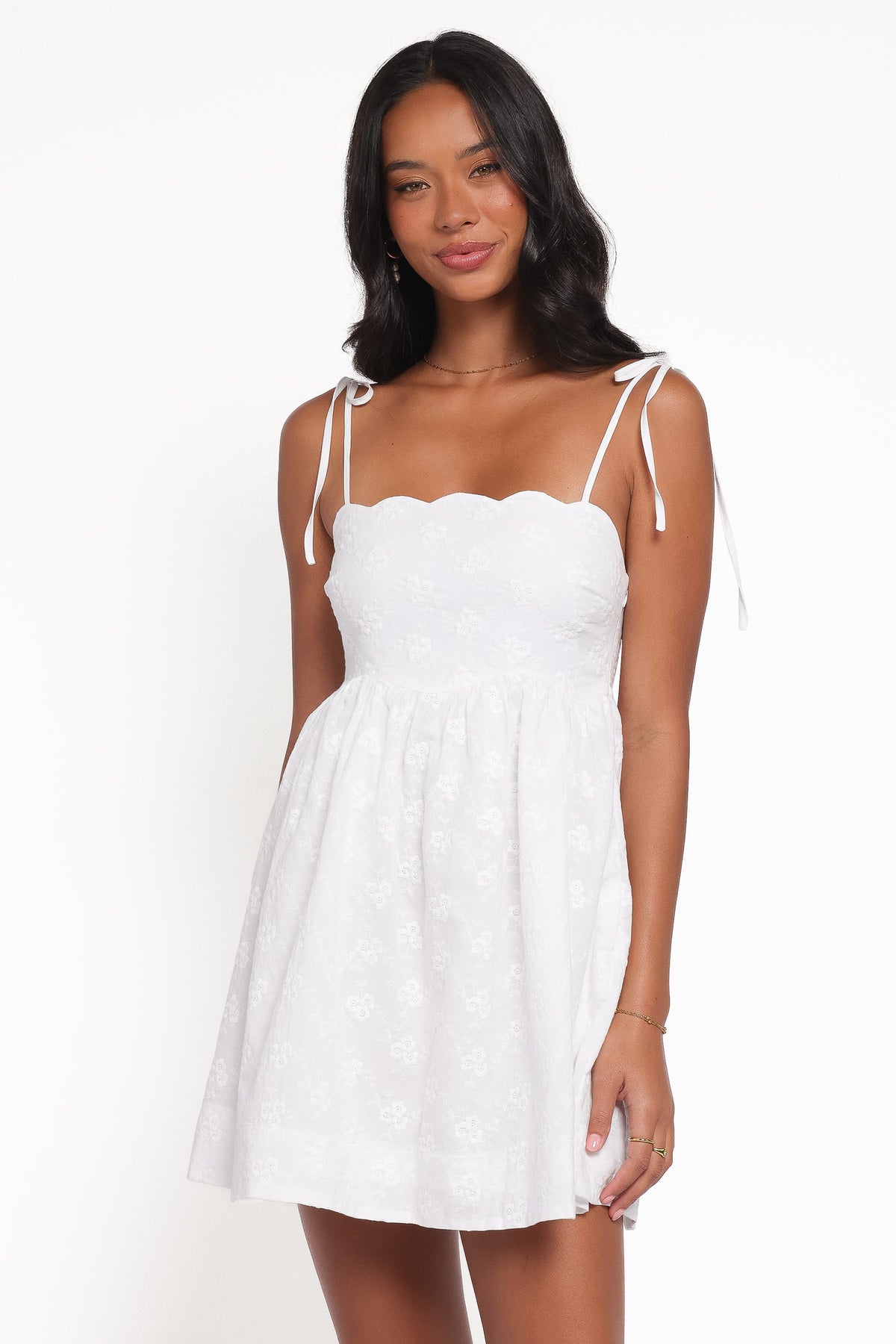 Lynne Mini Dress in White Broderie – view 1 of 6