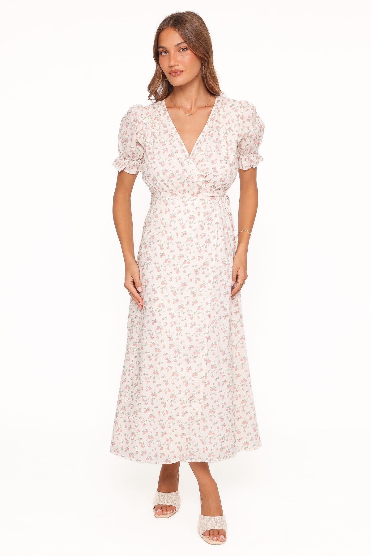 Mabella Midi Dress in Peach Ditsy Floral – view 2 of 6