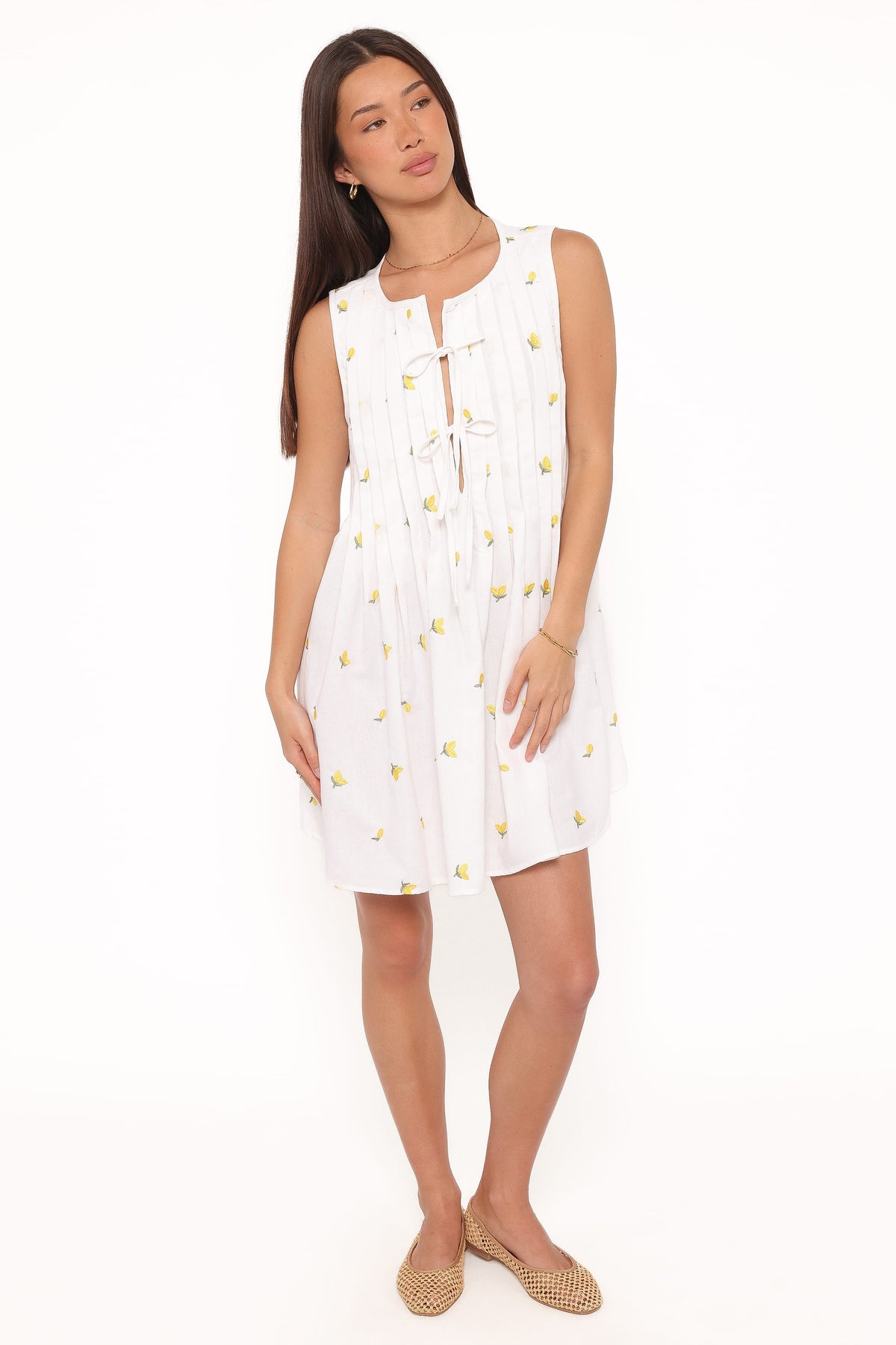 Madeline Mini Dress in Embroidered Lemons – view 5 of 6