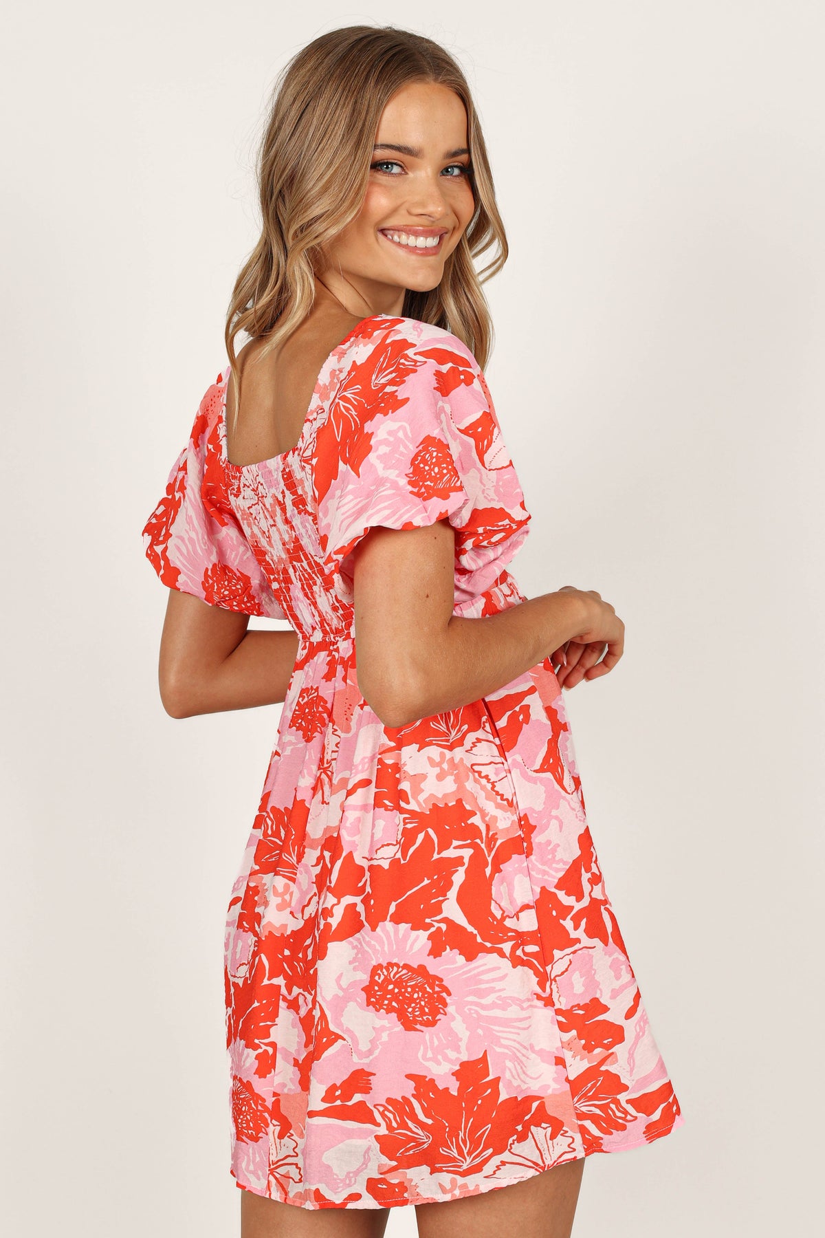 Maggie Mini Dress in Pink/Red Floral – view 6 of 7