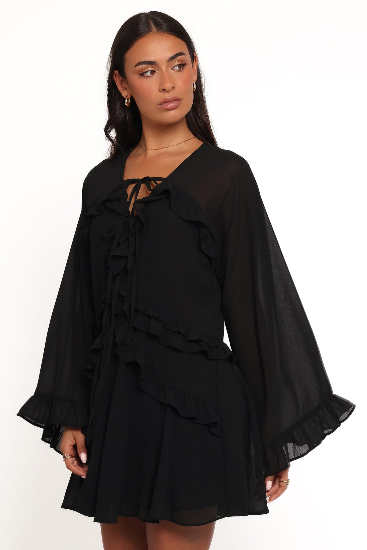 Magnolia Long Sleeve Mini Dress in Black – view 1 of 6