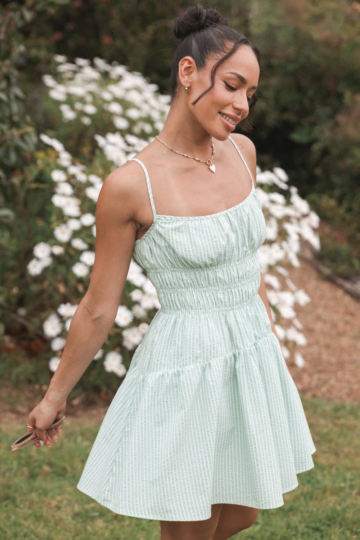 Makayla Mini Dress in Green Stripe – view 9 of 9