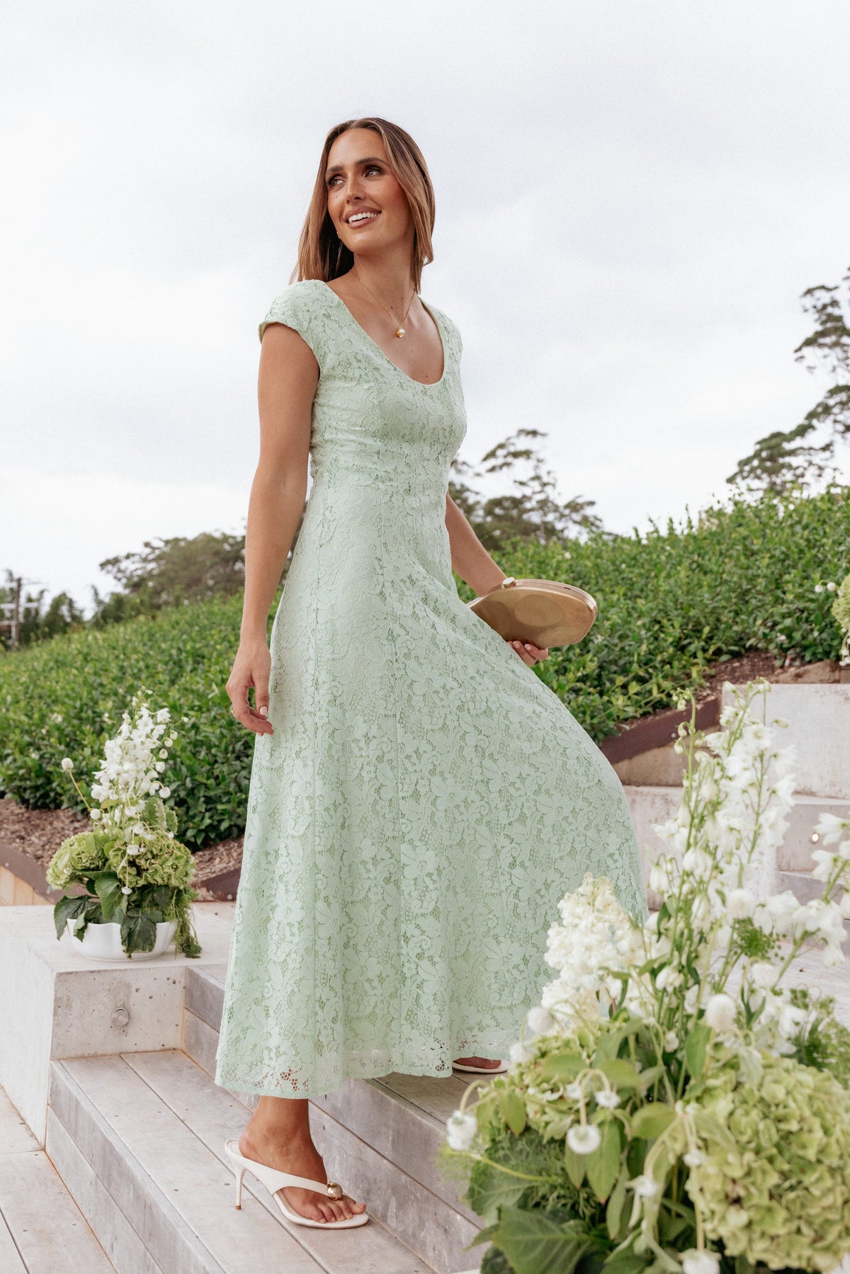 Mapleton Maxi Dress in Sage Green Lace – view 1 of 8