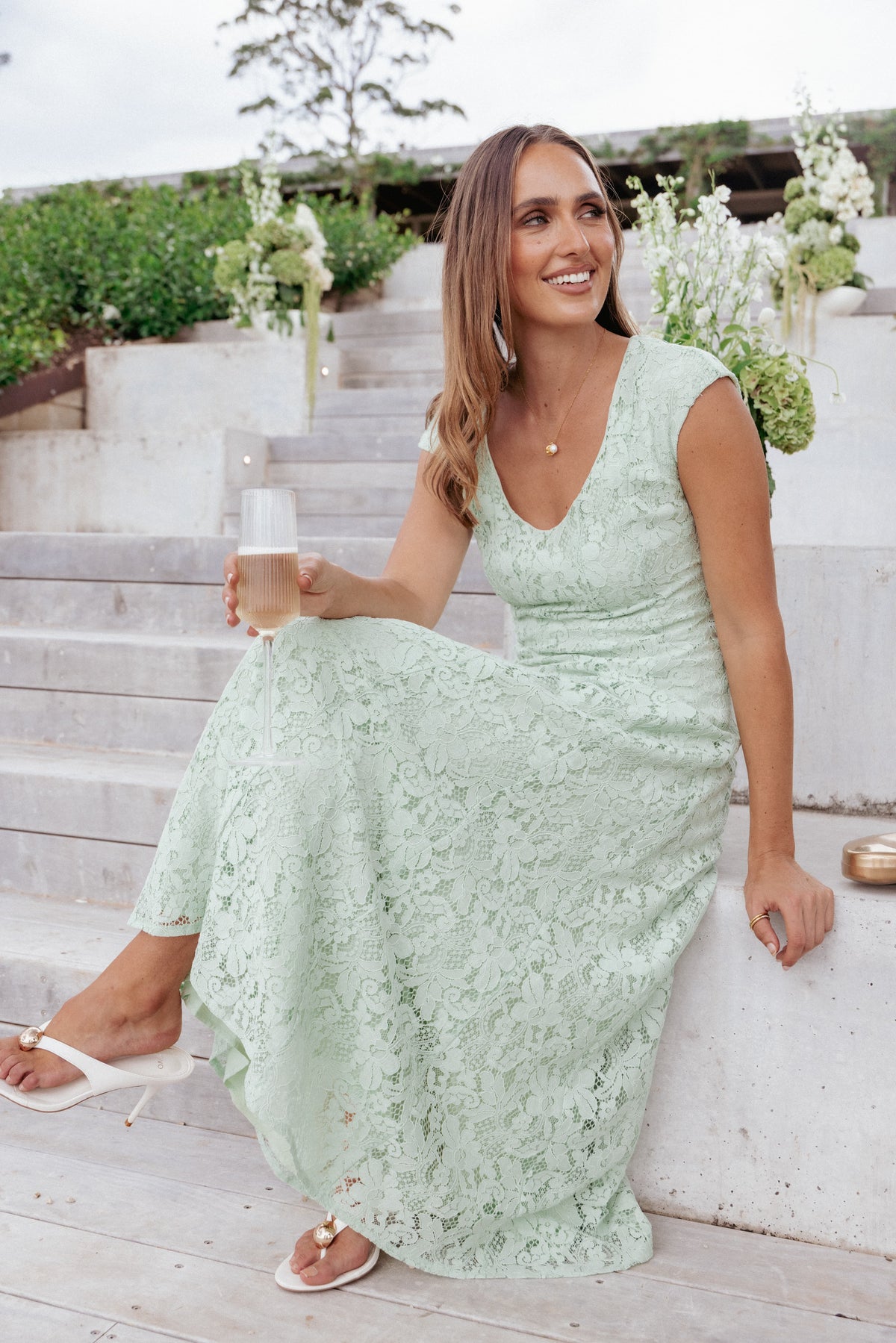 Mapleton Maxi Dress in Sage Green Lace – view 8 of 8