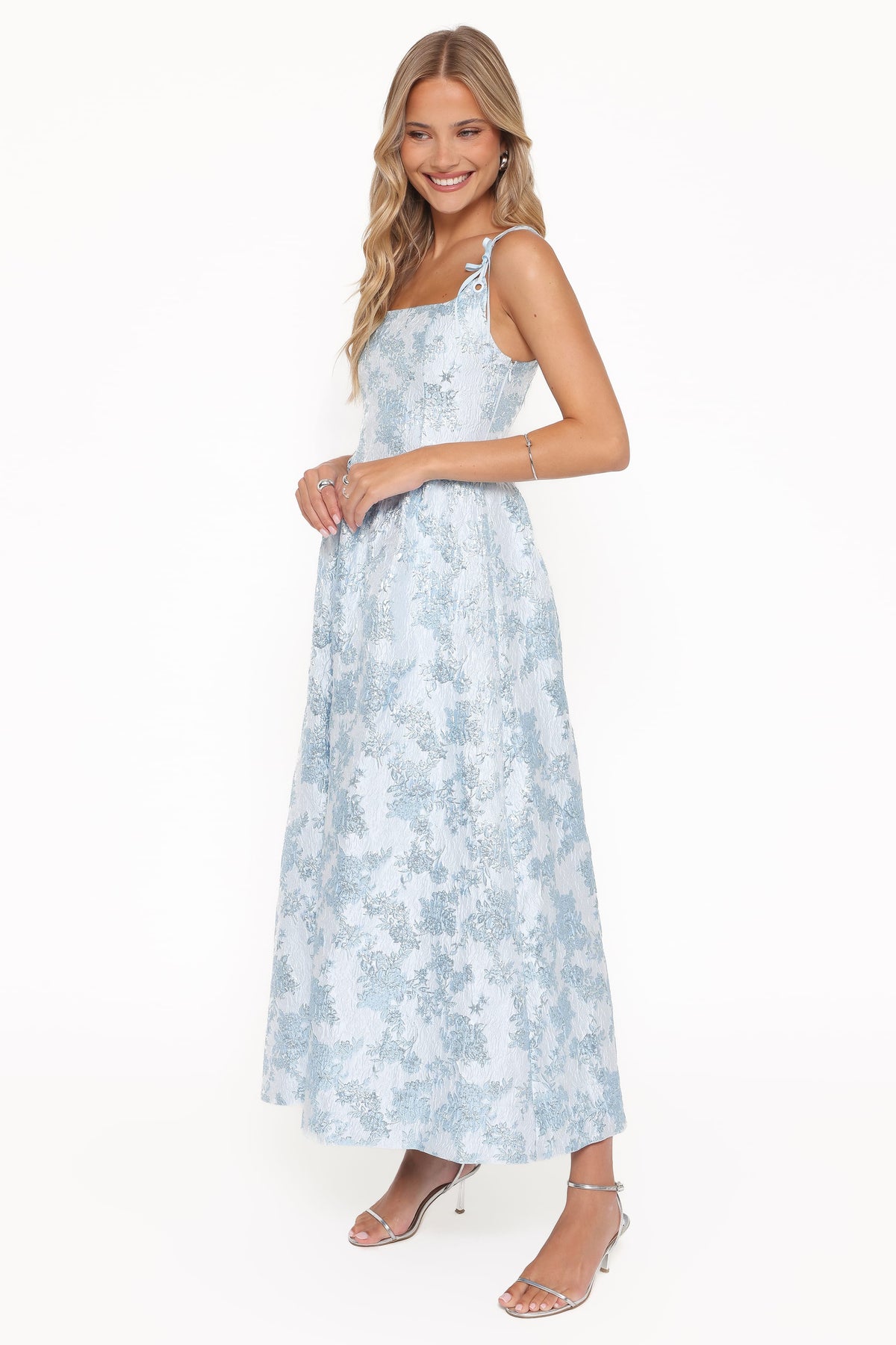 Marcelline Maxi Dress in Blue Brocade – view 4 of 7