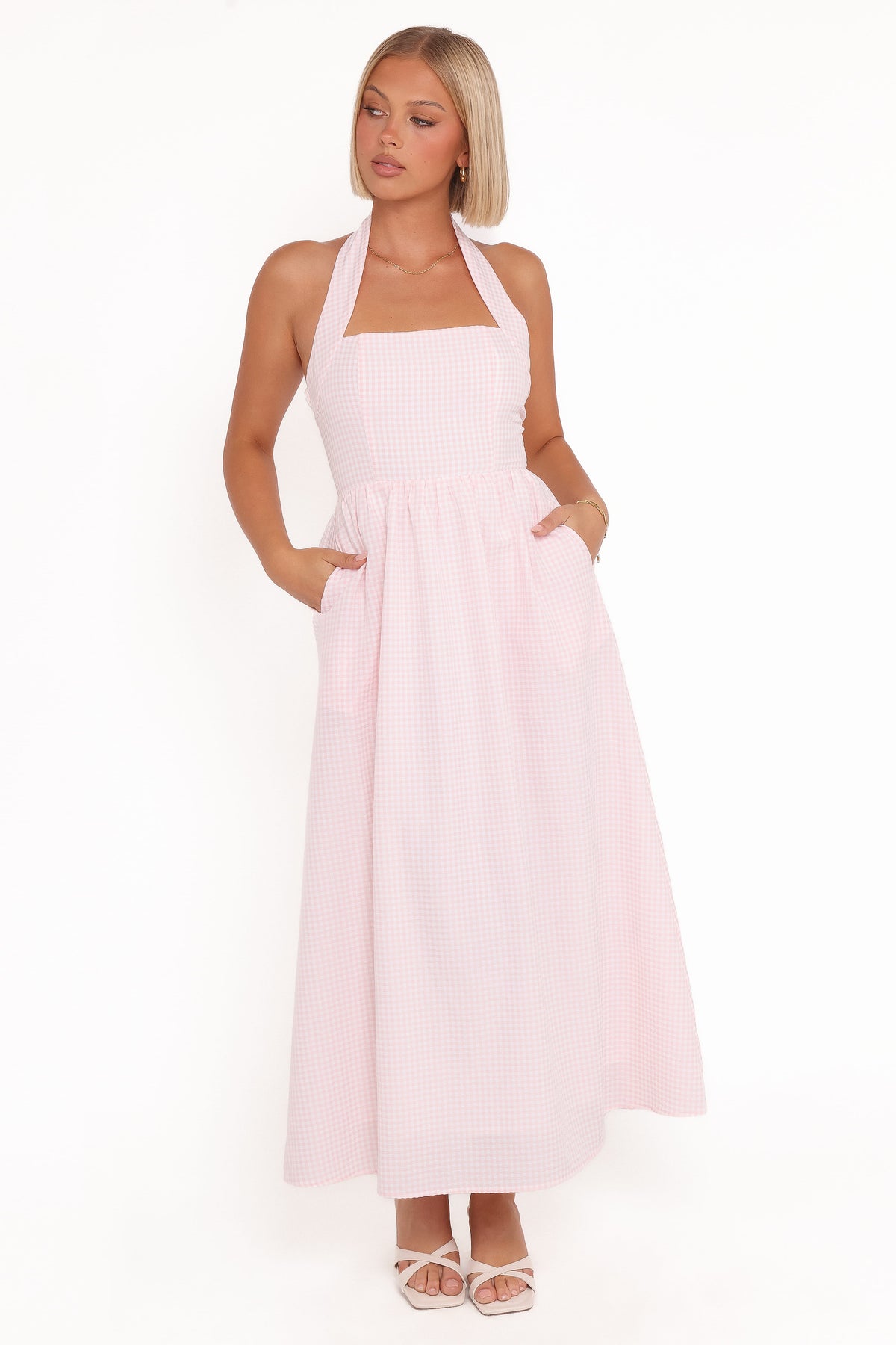 Margerie Halter Dress in Pink Gingham – view 2 of 8