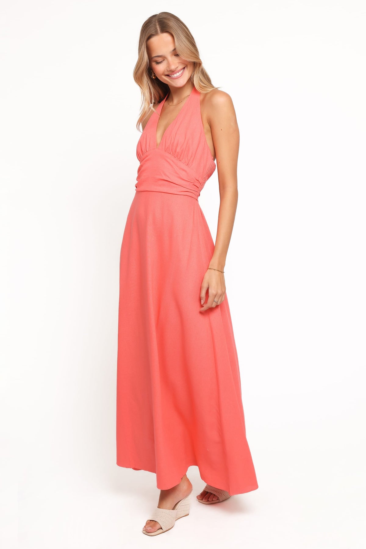 Marie Halterneck Maxi Dress in Coral – view 3 of 6