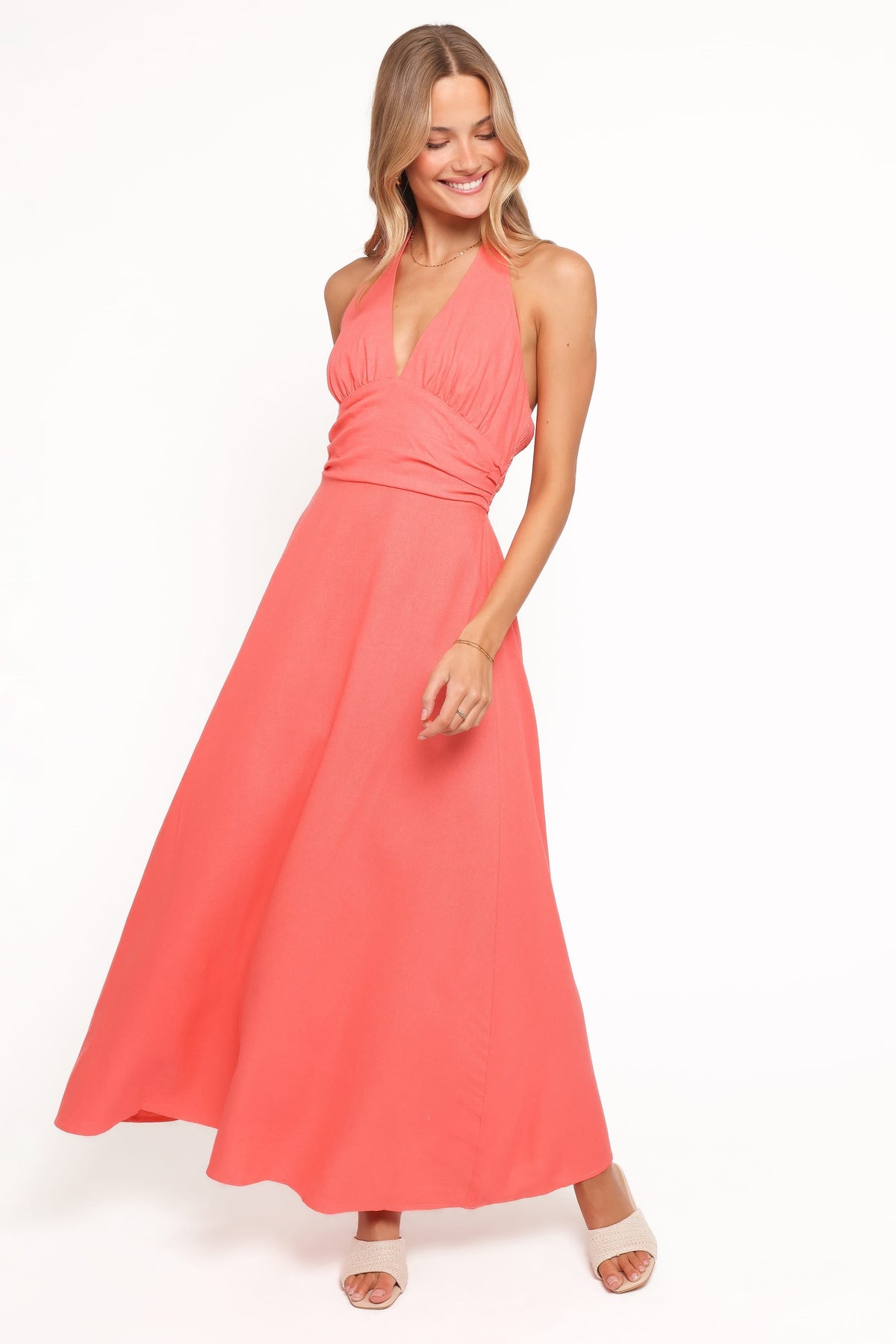 Marie Halterneck Maxi Dress in Coral – view 1 of 6