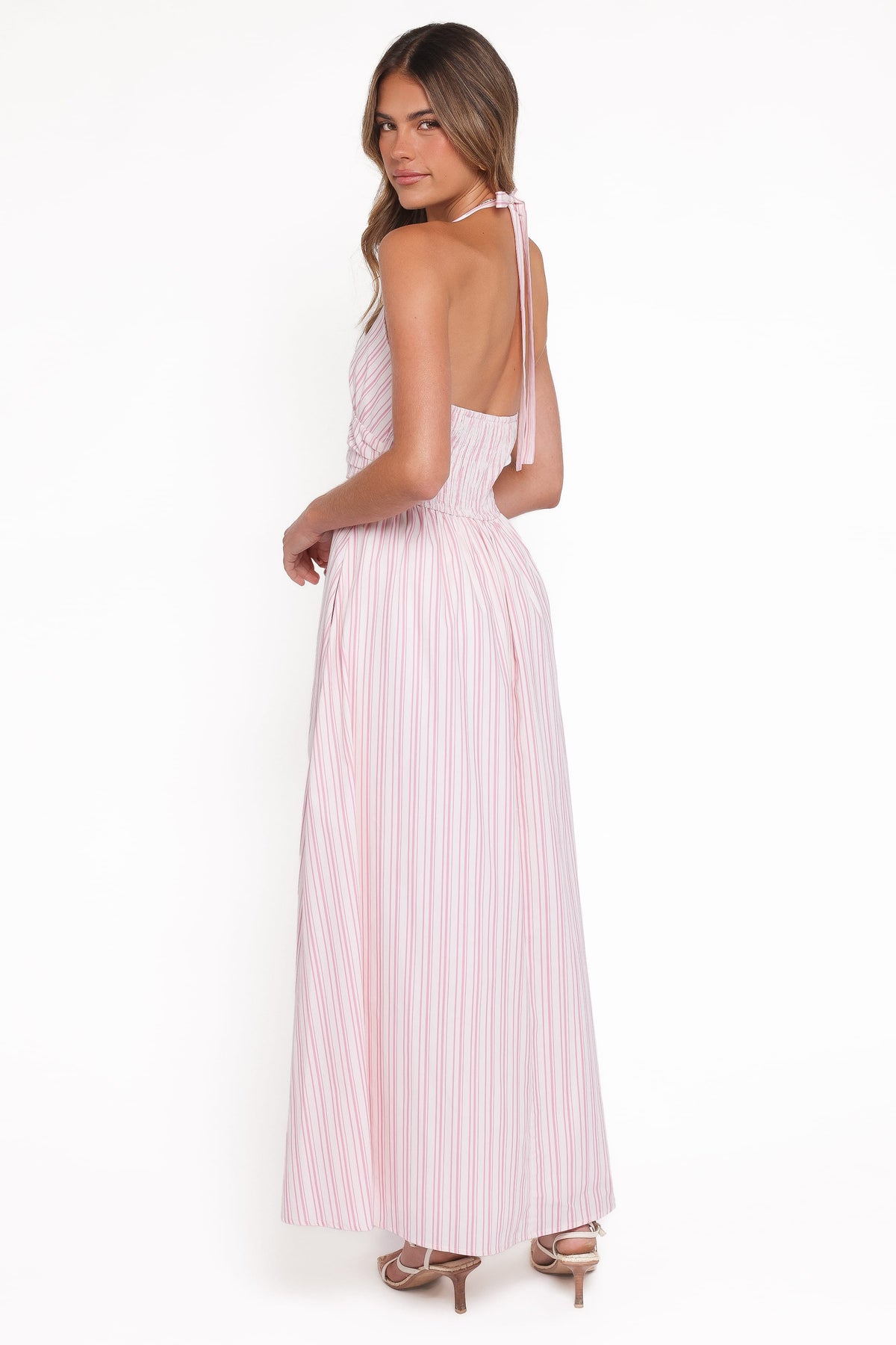Marie Halterneck Maxi Dress in Pink Stripe – view 5 of 8
