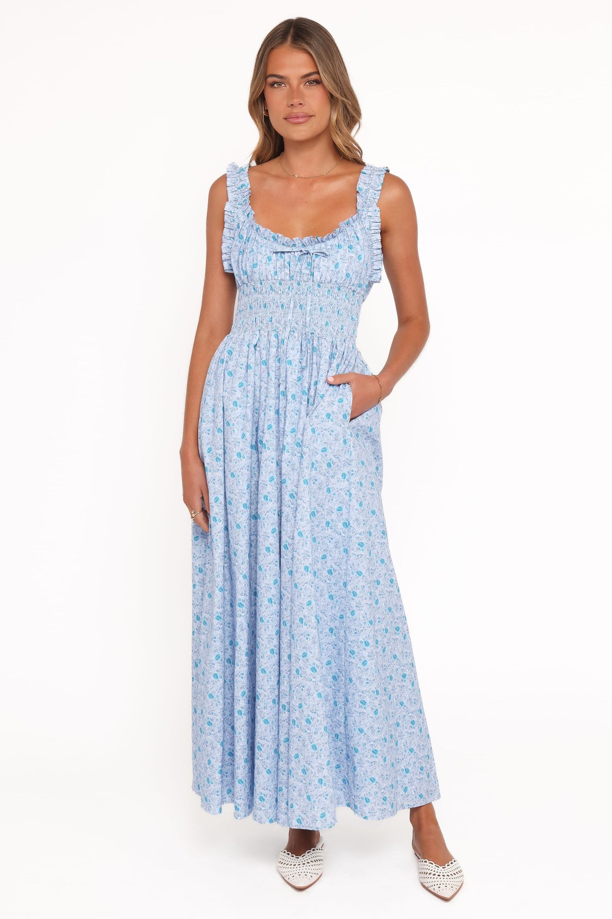 Marlena Midi Dress in Blue Floral – view 6 of 8