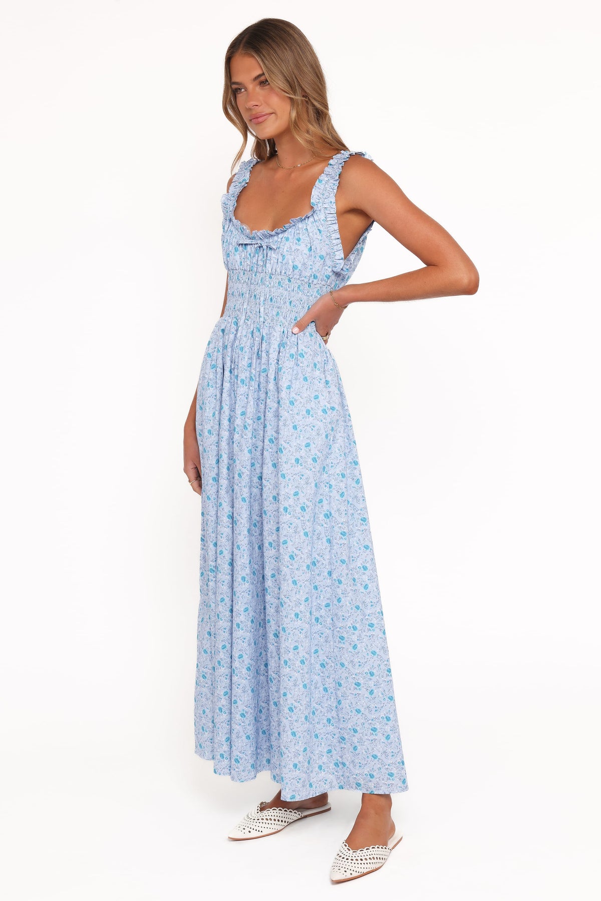 Marlena Midi Dress in Blue Floral – view 4 of 8