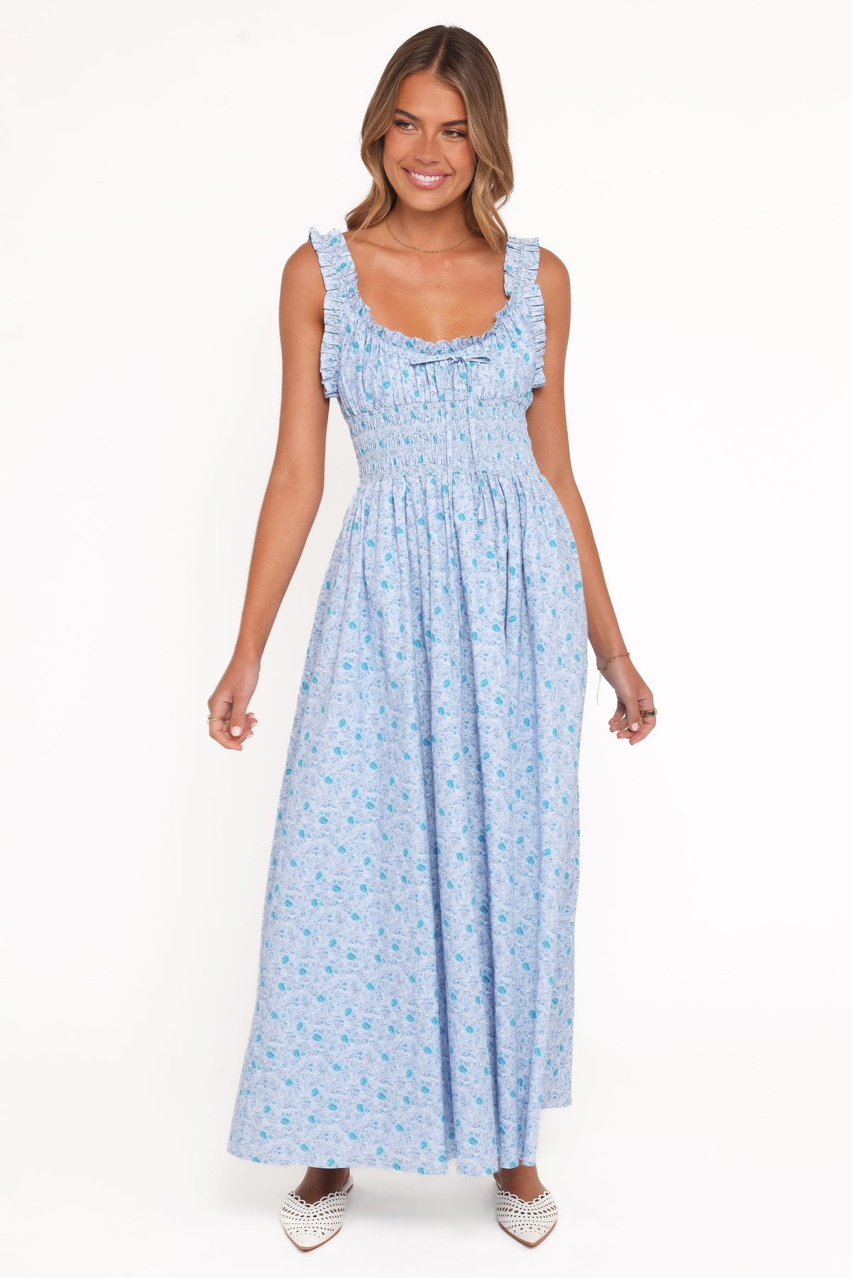 Marlena Midi Dress in Blue Floral – view 2 of 8
