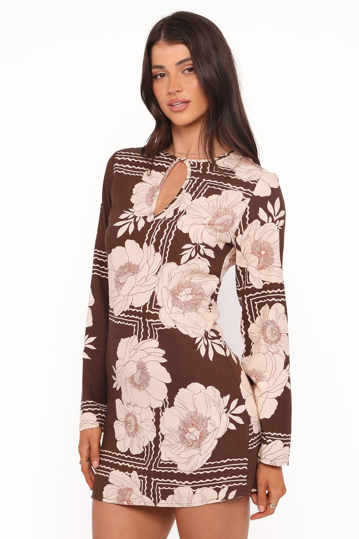 Marylon Mini Dress in Brown Floral – view 3 of 6