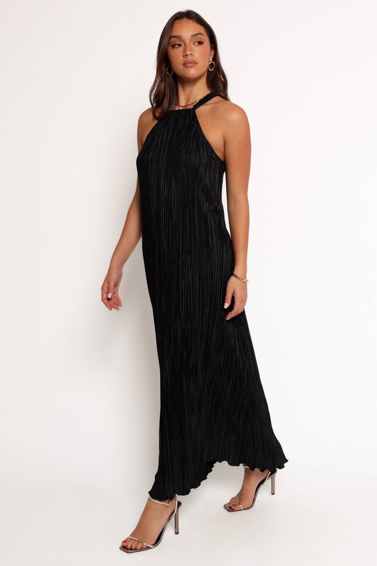 Melody Plisse Halter Maxi Dress in Black – view 3 of 7
