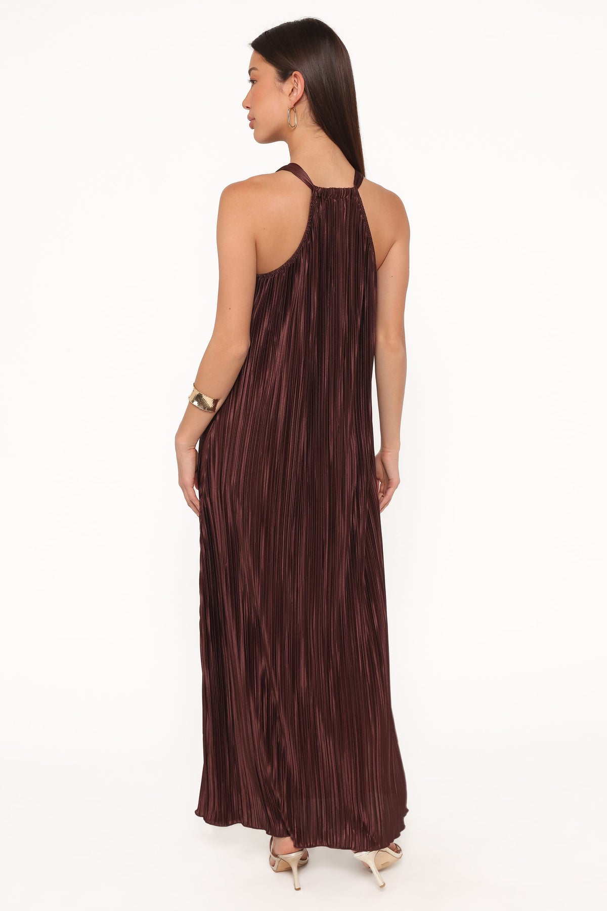 Melody Plisse Halter Maxi Dress in Brown – view 4 of 6