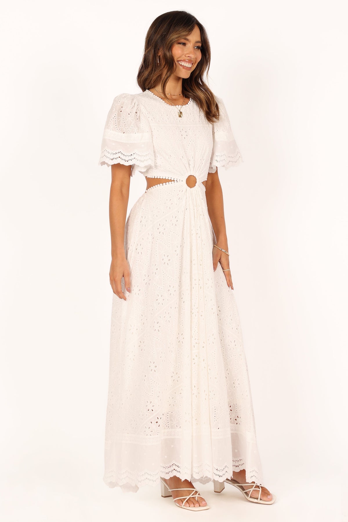 Merletto Cut Out Maxi Dress in White – view 6 of 7