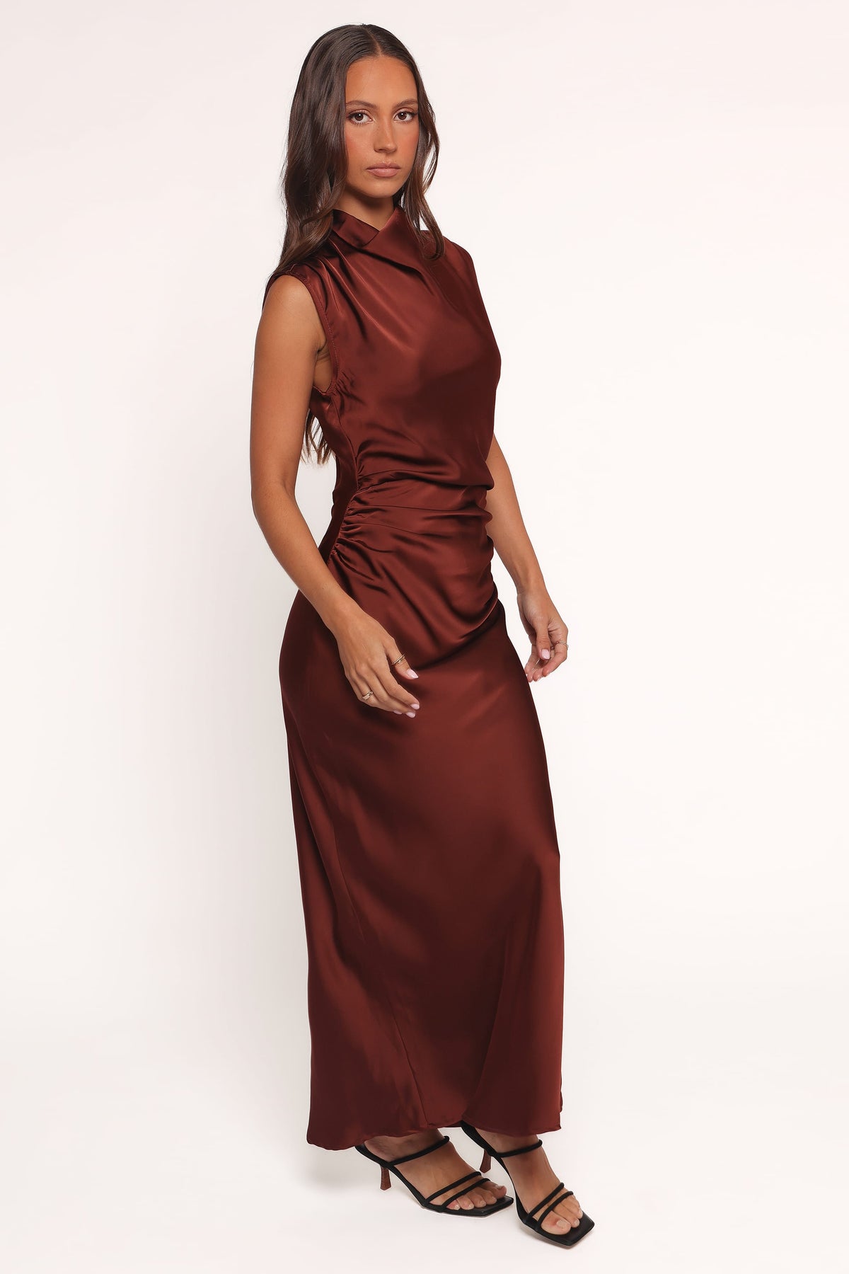 Meryn High Neck Dress in Brown – view 5 of 7