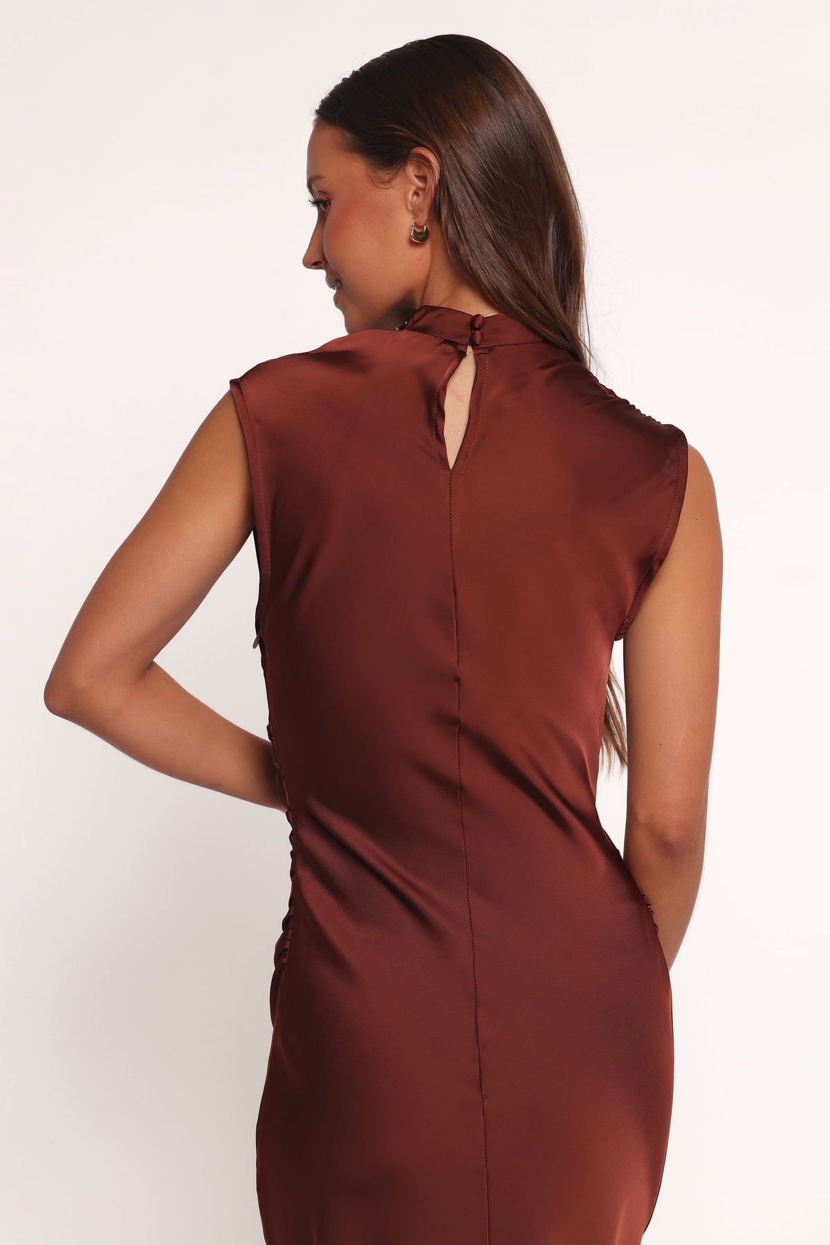 Meryn High Neck Dress in Brown – view 6 of 7