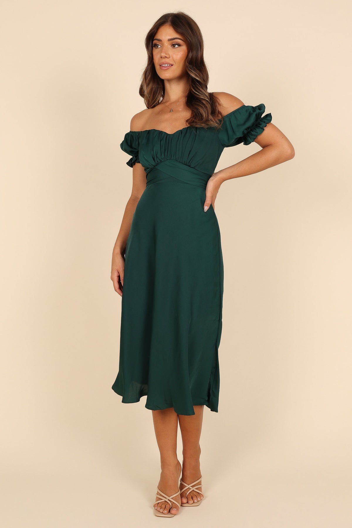 Mickenna Sweetheart Frill Midi Dress in Emerald – view 4 of 7