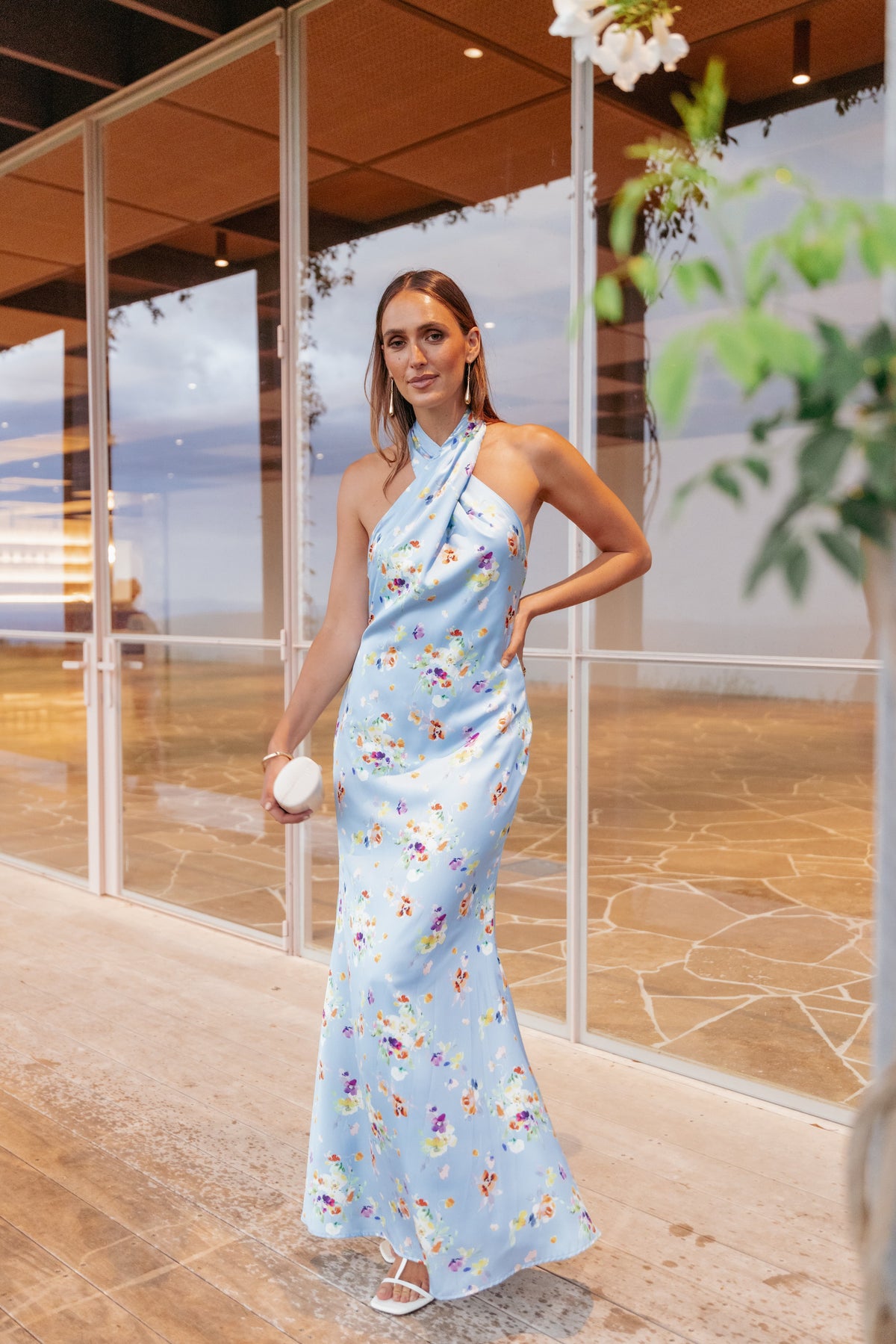 Mila Halterneck Maxi Dress in Cornflower Blue Floral – view 1 of 8
