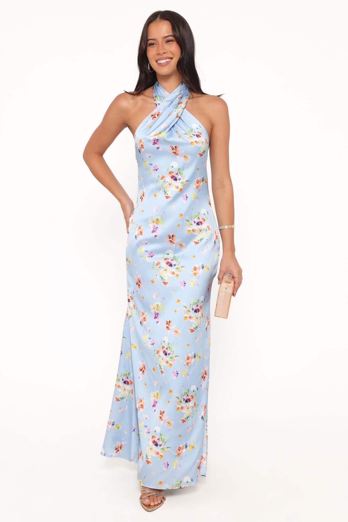 Mila Halterneck Maxi Dress in Cornflower Blue Floral – view 2 of 8