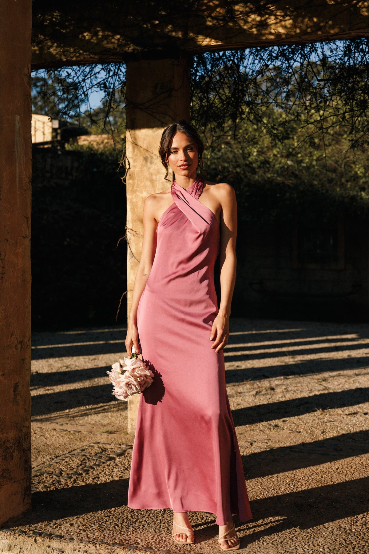 Mila Halterneck Maxi Dress in Dark Rose – view 1 of 9