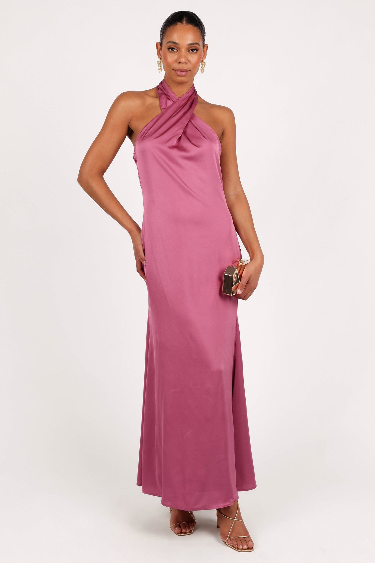 Mila Halterneck Maxi Dress in Dark Rose – view 2 of 9